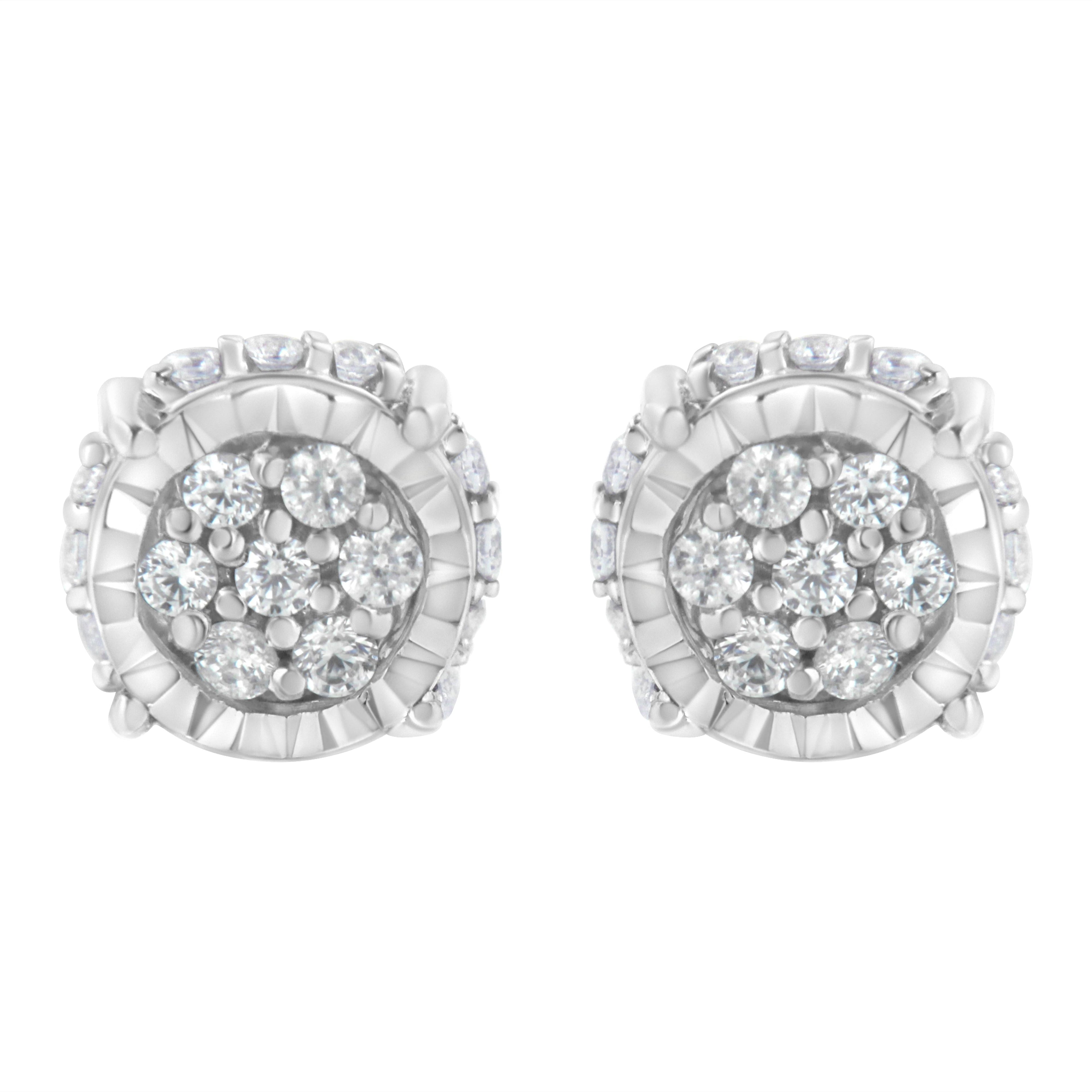 .925 Sterling Silver 1/3 cttw Round-cut Diamond Floral Stud Earring (I-J Clarity, I3 Color) by Bids.com