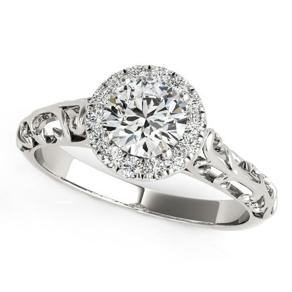 14k White Gold Halo Antique Style Round Diamond Engagement Ring (5/8 cttw) by Bids.com