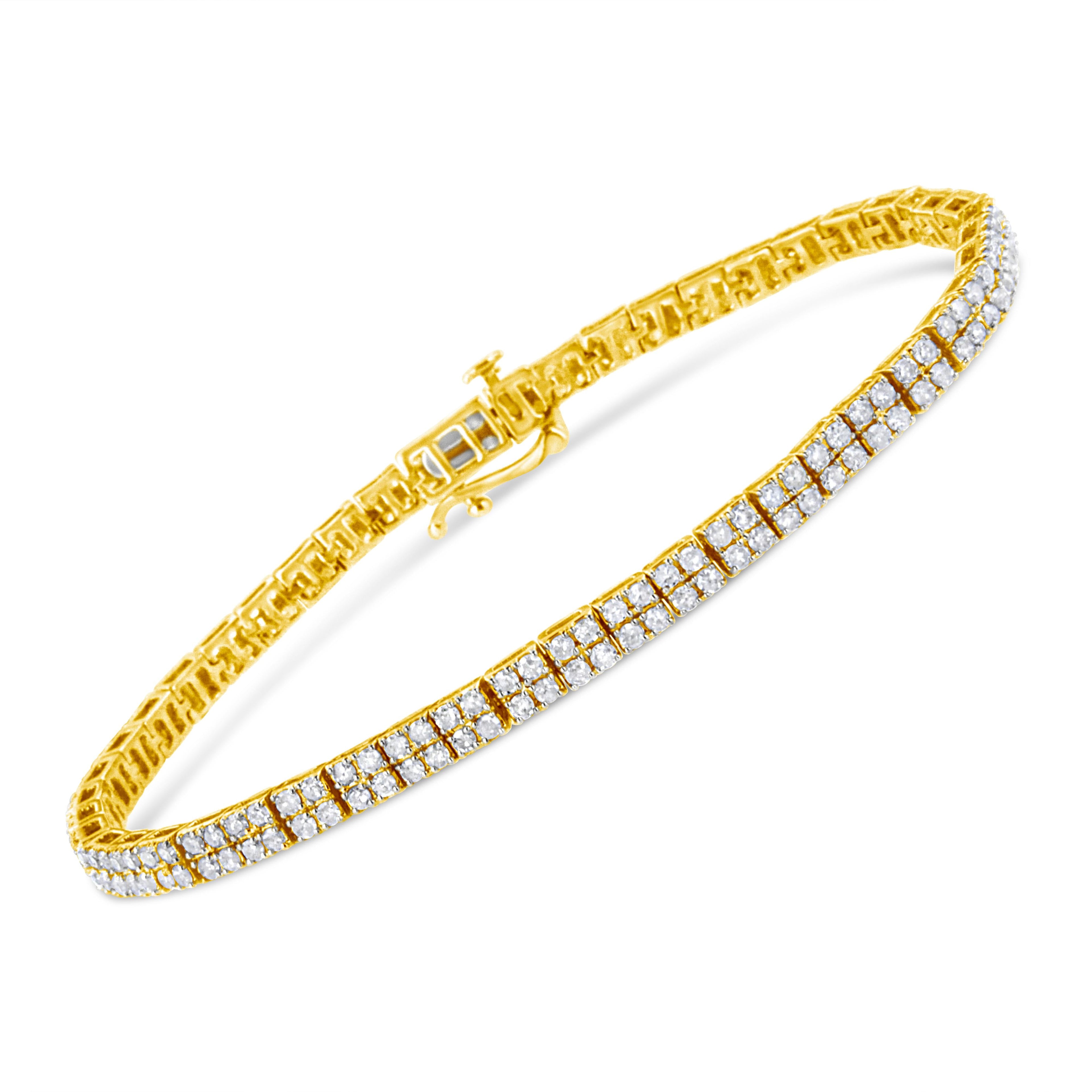 14K Yellow Gold Plated .925 Sterling Silver 3.0 Cttw Diamond Link Bracelet (K-L Color, I2-I3 Clarity) - 7.25" by Bids.com