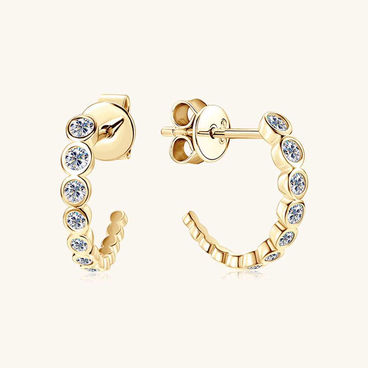 Inlaid Sparkala™ Pure Sterling Silver C-Hoop Earrings by Sparkala
