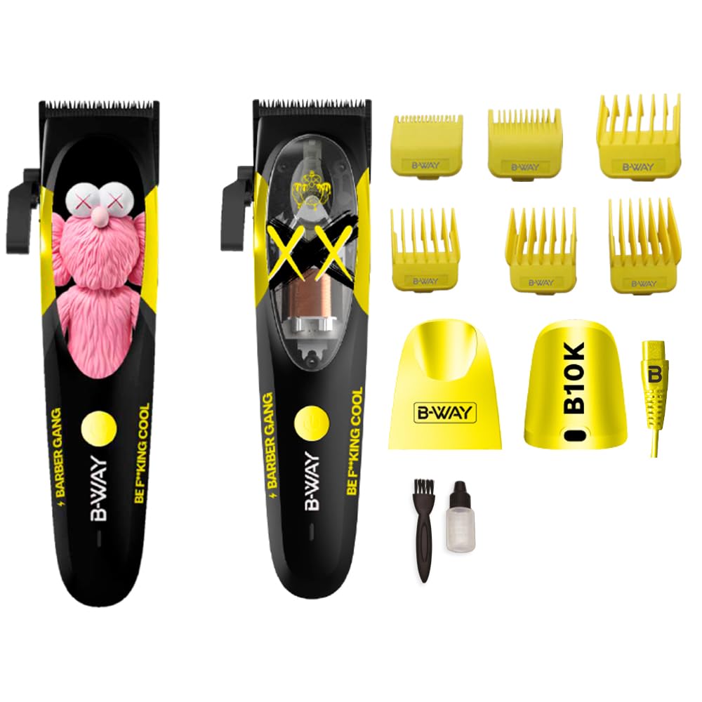 B-Way B10K Clipper, T-Pro Trimmer, Off-Shaver Black - 3 in 1 Set FREE CAPE DestGlow