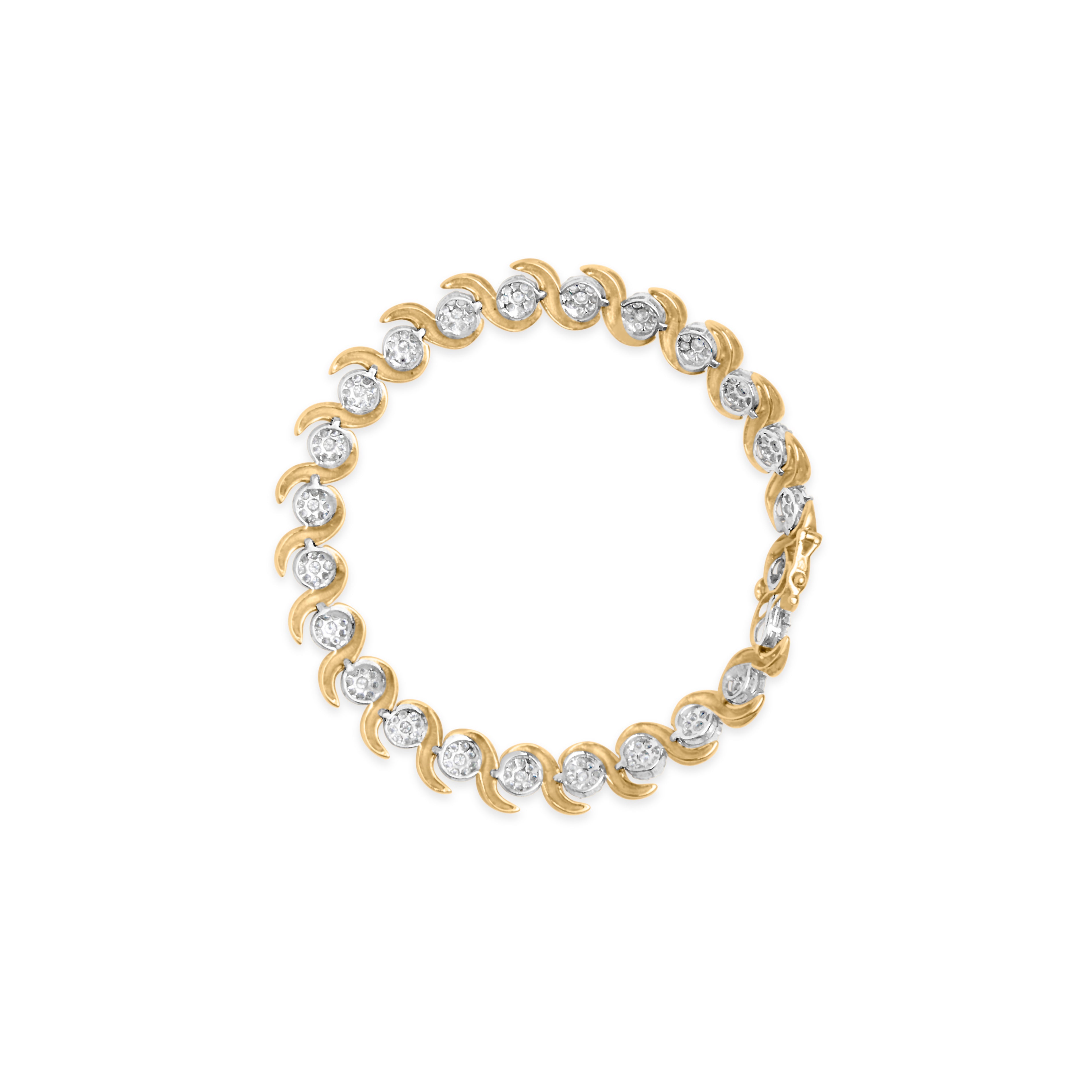 10K Yellow Gold 4.00 Cttw Round-Cut Diamond Floral Link 7.5" Bracelet (H-I Color, I2-I3 Clarity) by Bids.com