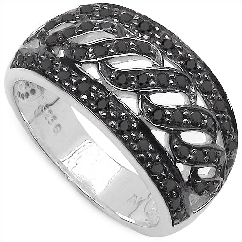 0.54 Carat Genuine Black Diamond .925 Sterling Silver Ring by Bids.com