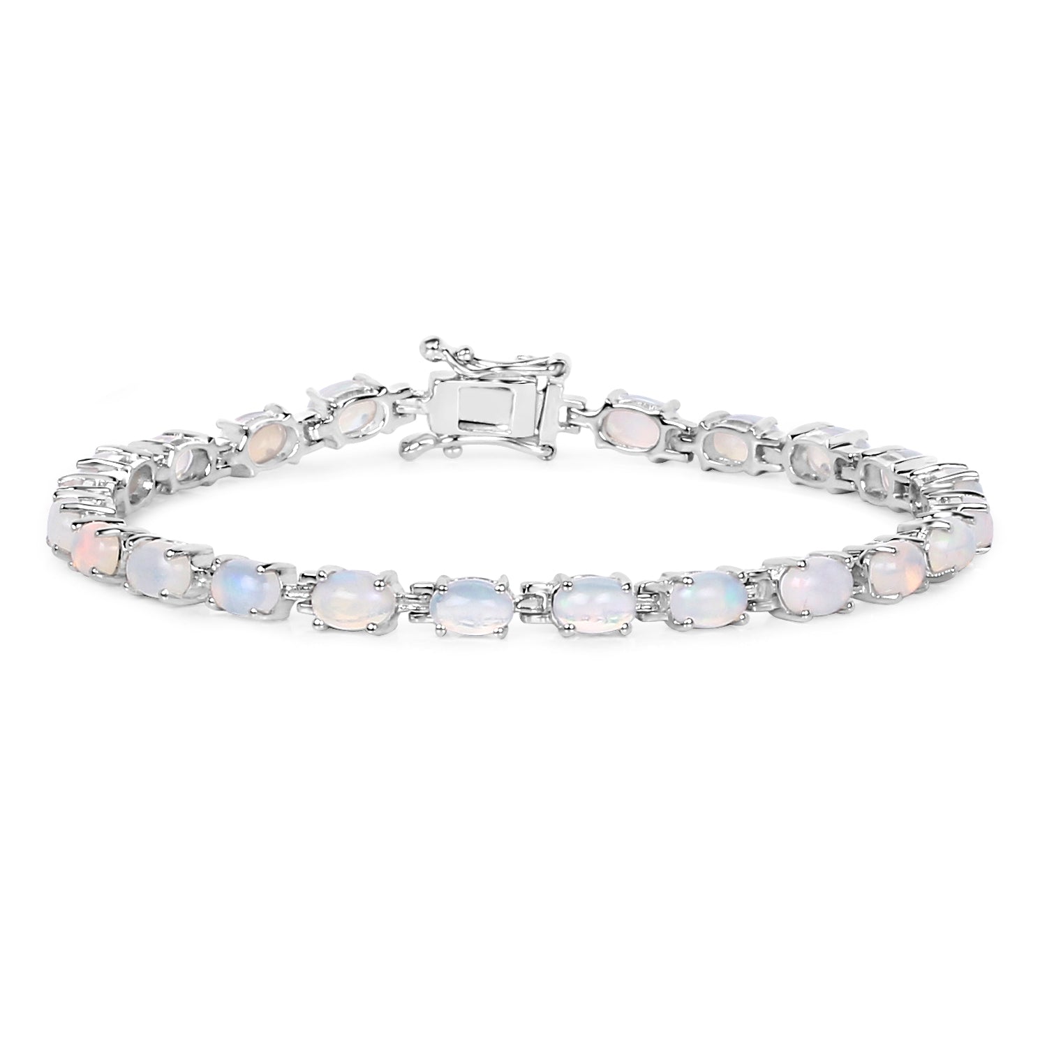 5.94 Carat Genuine Ethiopian Opal .925 Sterling Silver Bracelet DestGlow