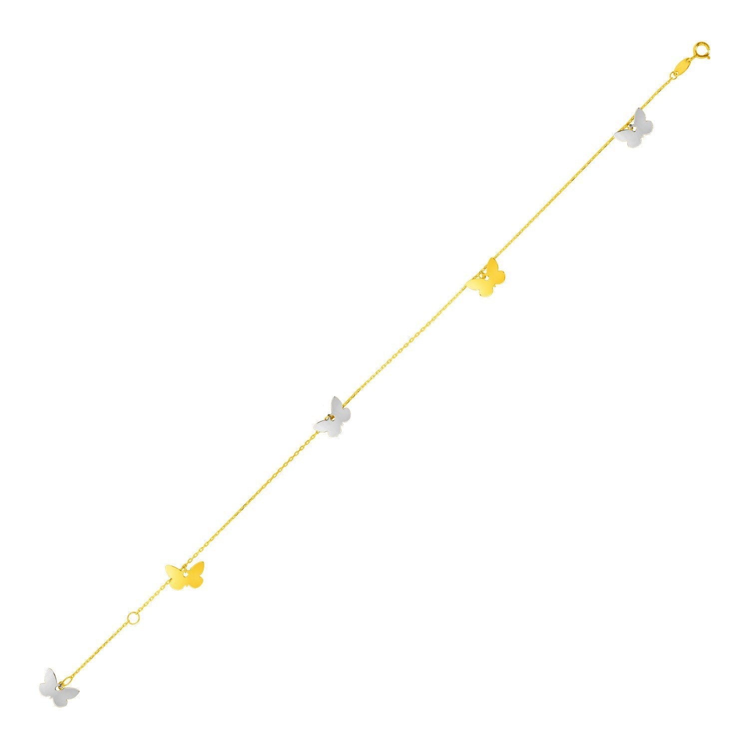 14k Two Tone Gold Anklet with Butterflies DestGlow