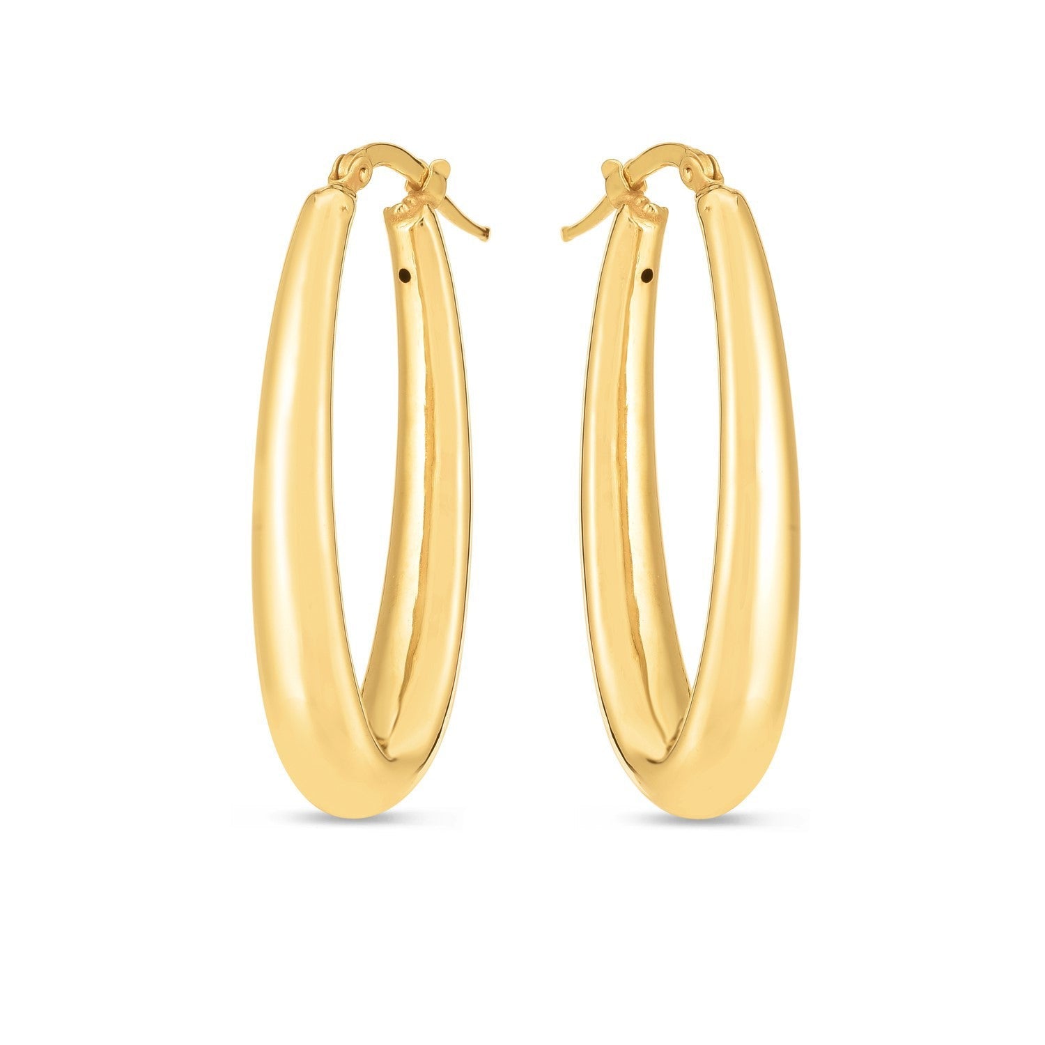 14k Yellow Gold Elongated Oval Hoops DestGlow