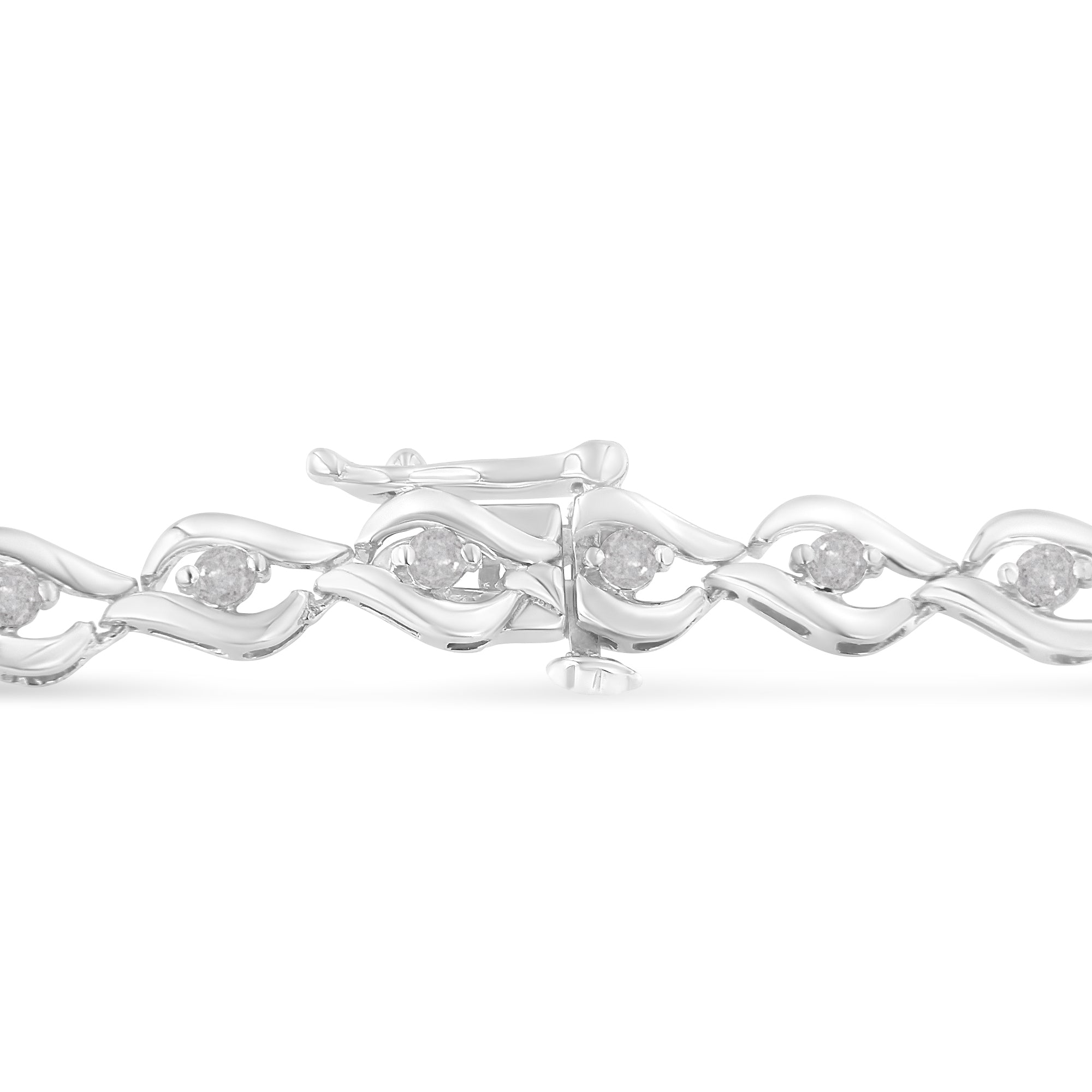 .925 Sterling Silver 1/2 Cttw Rose Cut Diamond Almond Shape Link Tennis Bracelet (I-J Color, I3 Clarity) - 7â€Â DestGlow