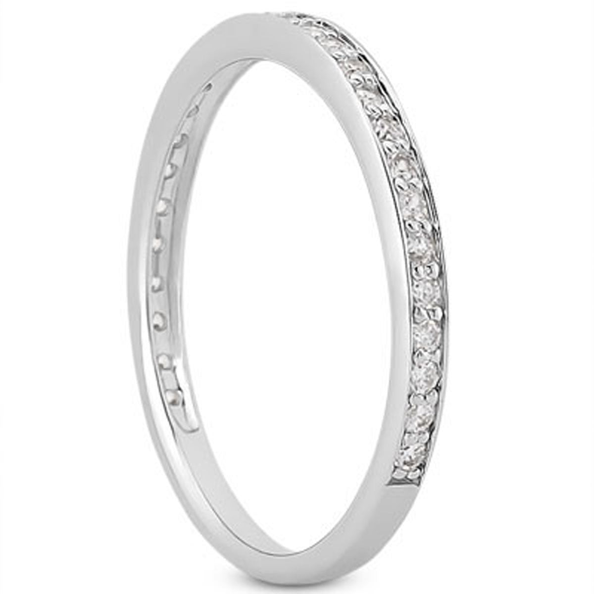 14k White Gold Micro-pave Diamond Wedding Ring Band Set 3/4 Around by Bids.com