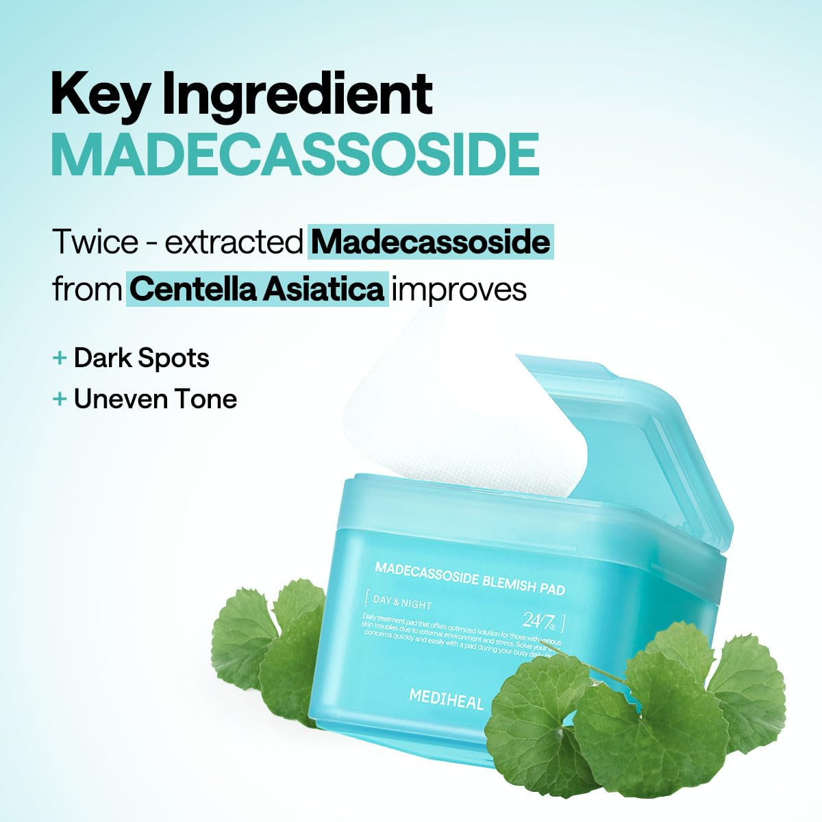 Madecassoside Toner Pads - with Centella Asiatica to Treat Blemishes and Improve Uneven Skin Tone - Vegan Gauze Fabric by Korean Skin Care