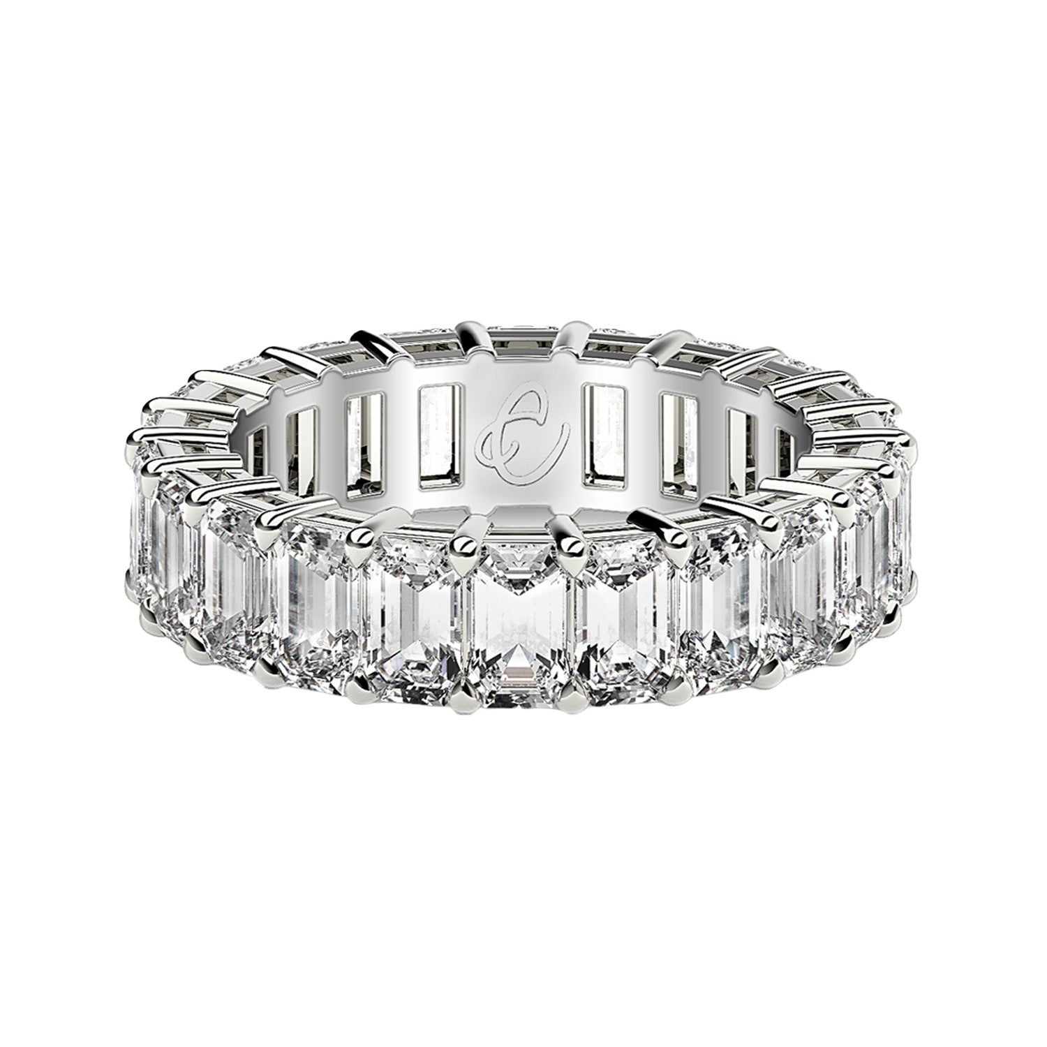 Emerald Cut Lab Grown Diamond Eternity Ring in 14k White Gold (3 cttw FG/VS2) DestGlow
