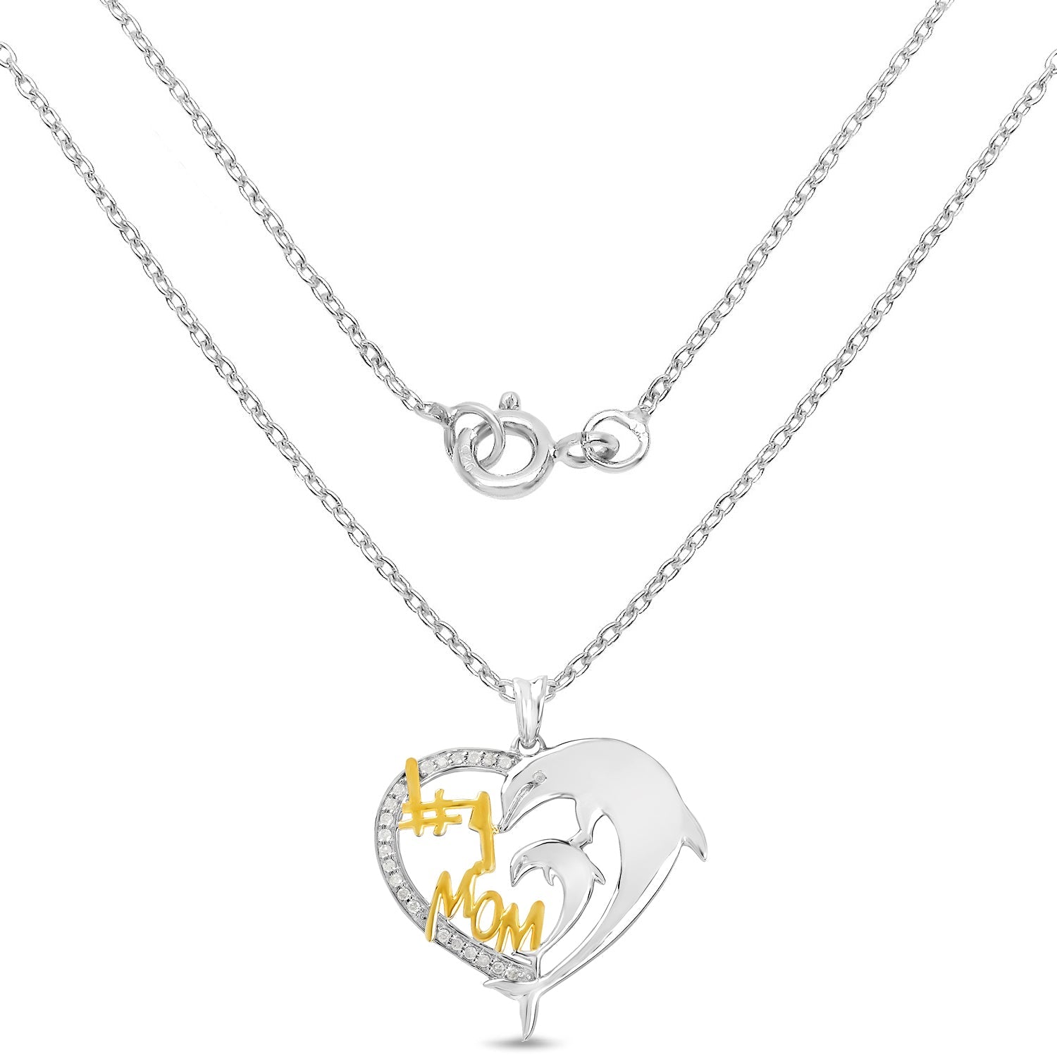 Two Tone Plated 0.14 Carat Genuine White Diamond .925 Sterling Silver Pendant by Bids.com