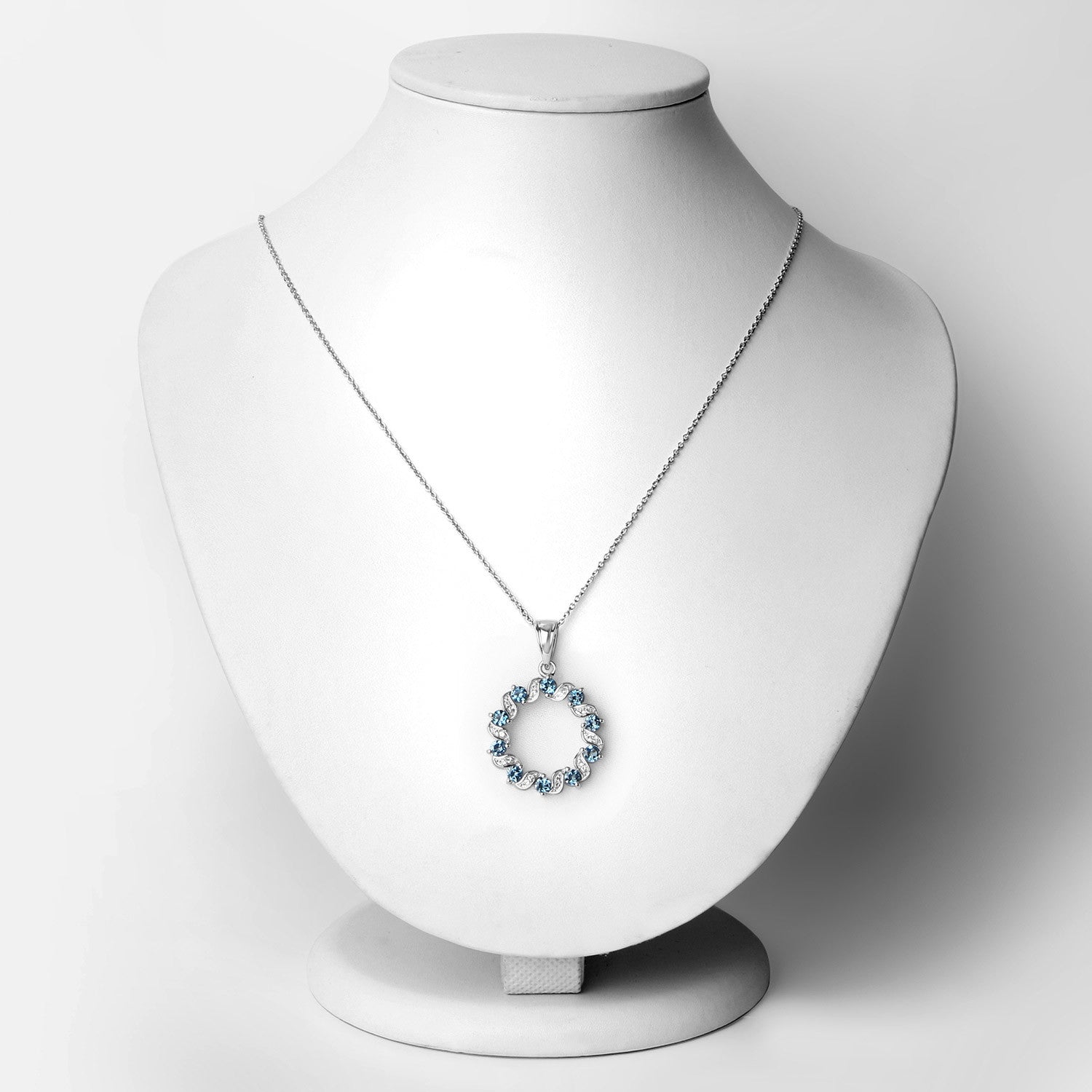 1.50 Carat Genuine London Blue Topaz and White Topaz .925 Sterling Silver Pendant DestGlow