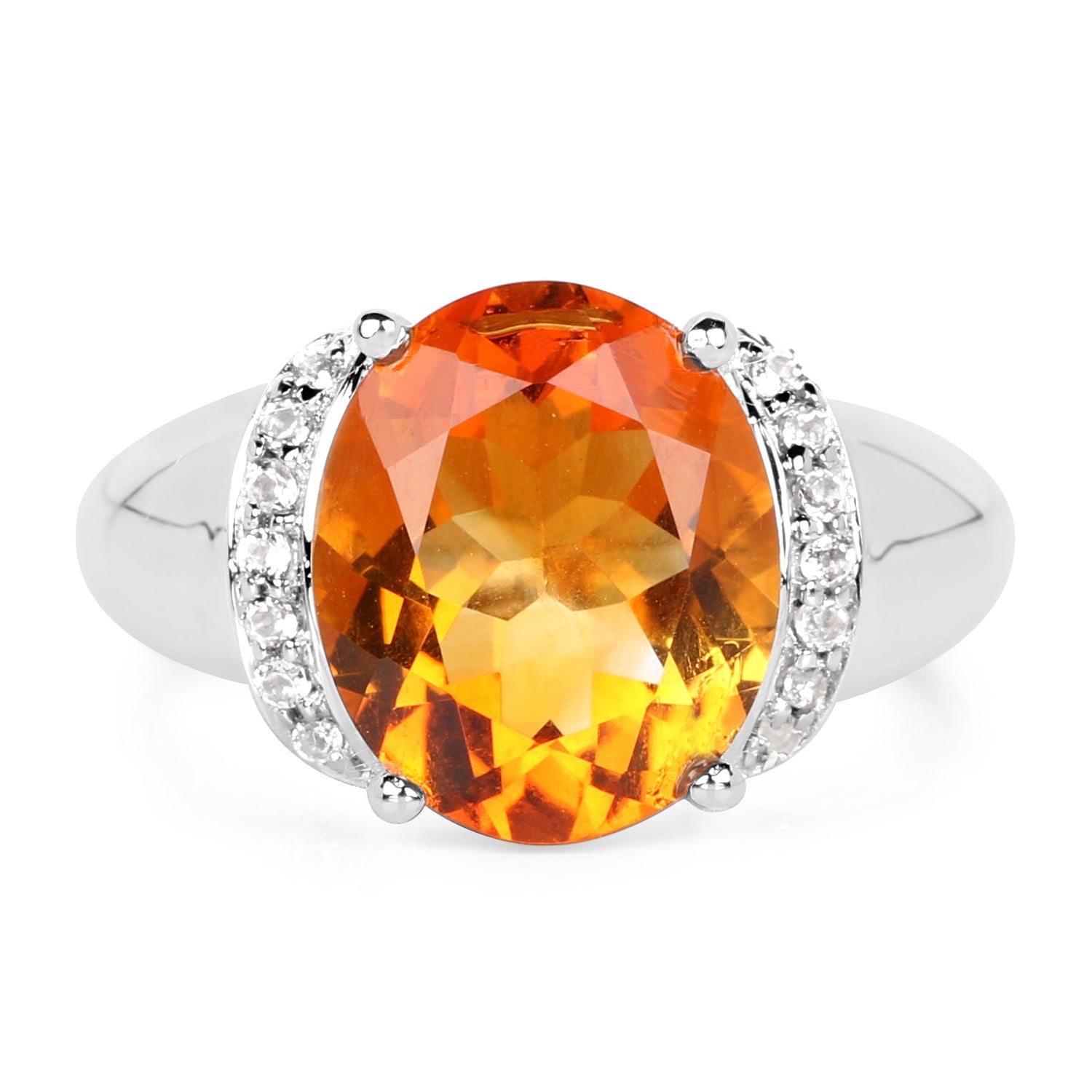 3.94 Carat Genuine Madeira Citrine & White Topaz .925 Sterling Silver Ring by Bids.com
