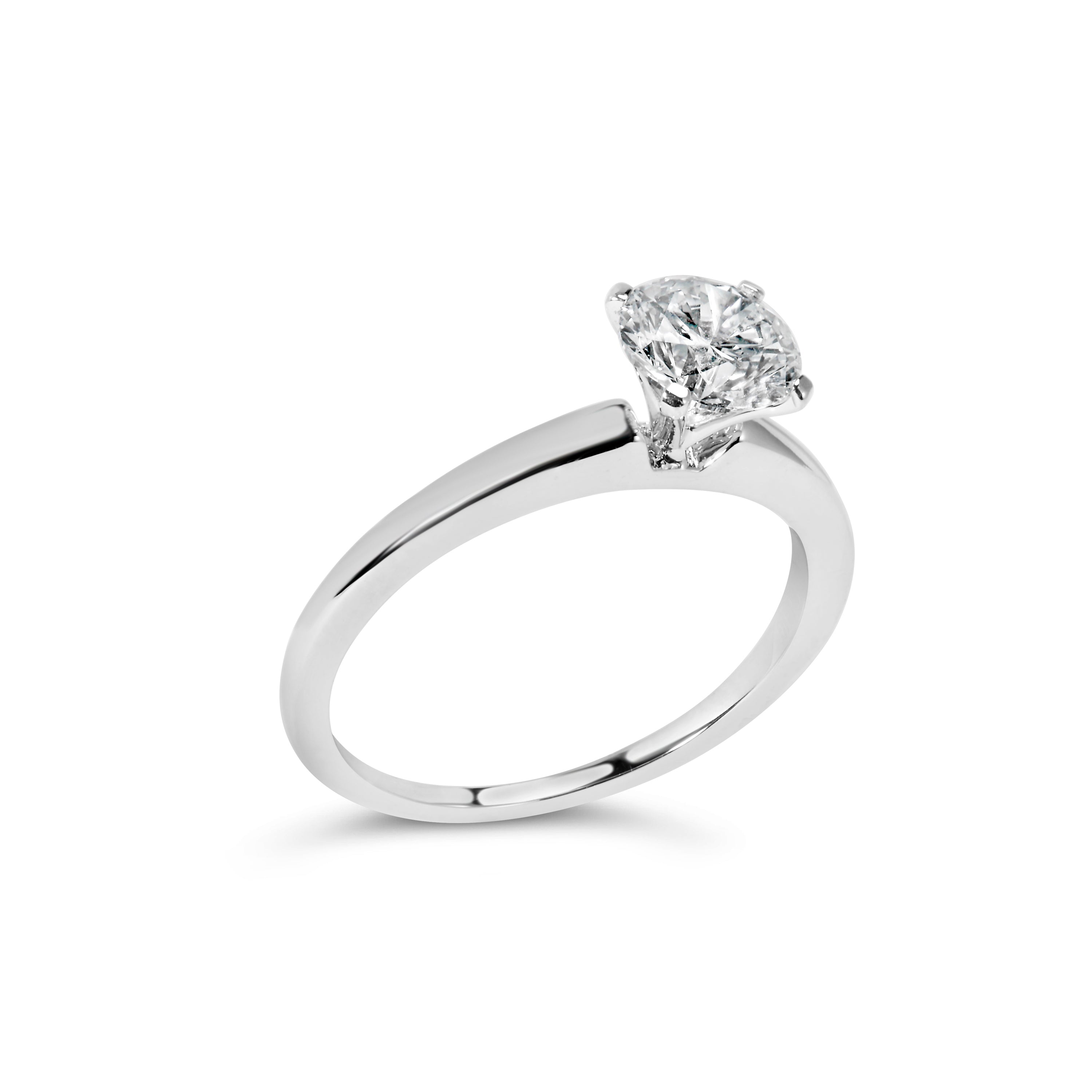 14K White Gold 1.0 Cttw Round Lab Grown Diamond 4 Prong Solitaire Engagement Ring (F-G Color, VS2-SI1 Clarity) - Ring Size 7 DestGlow