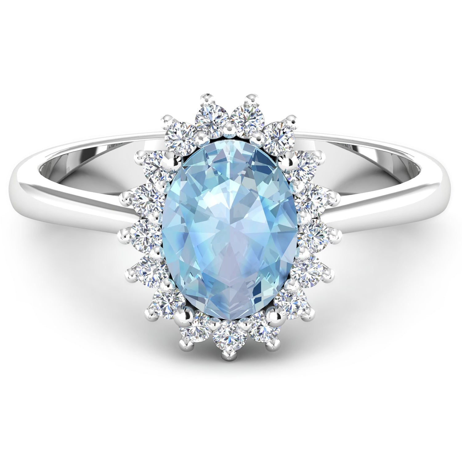 1.62 Carat Genuine Aquamarine and White Diamond 14K White Gold Ring by Bids.com
