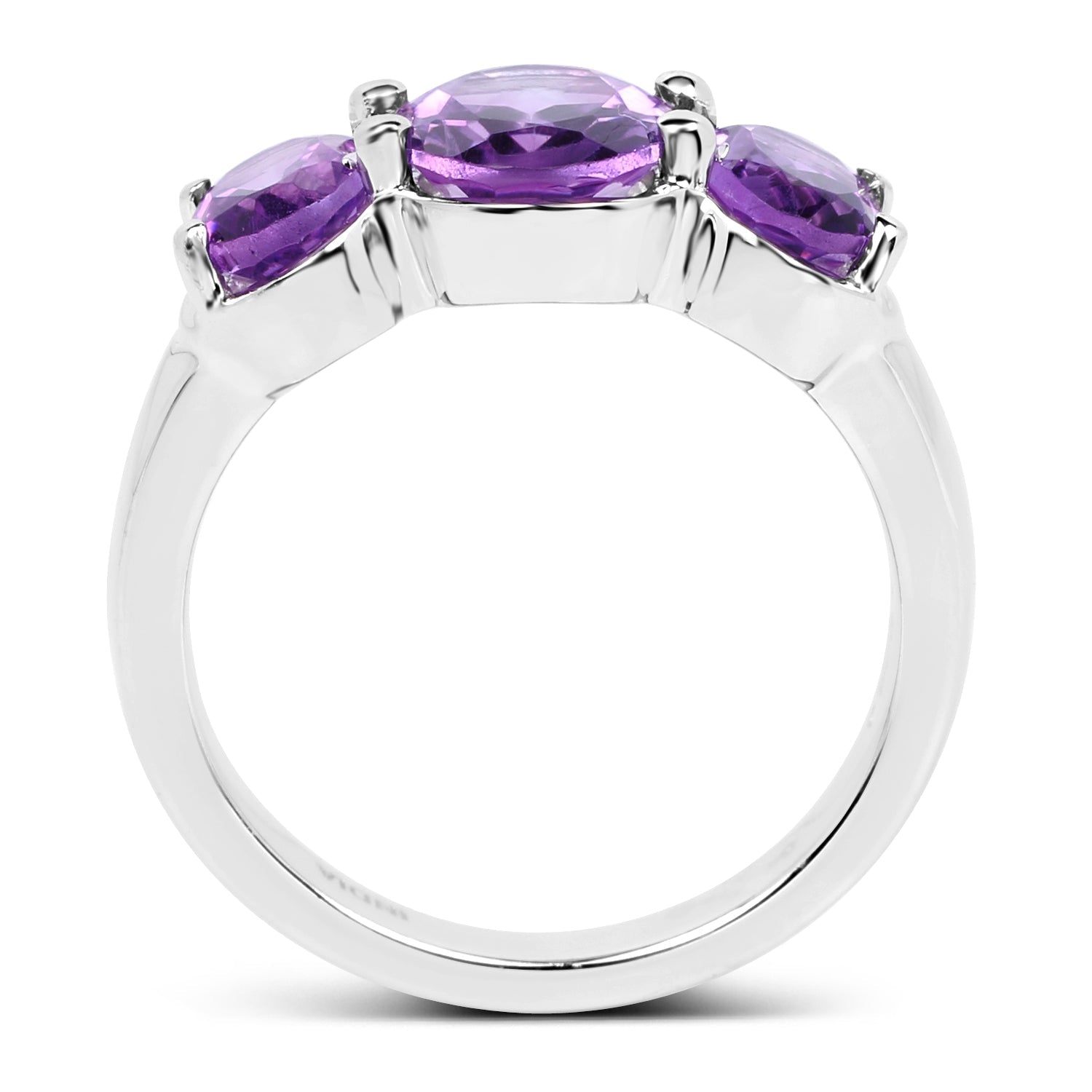 3.20 Carat Genuine Amethyst .925 Sterling Silver Ring DestGlow