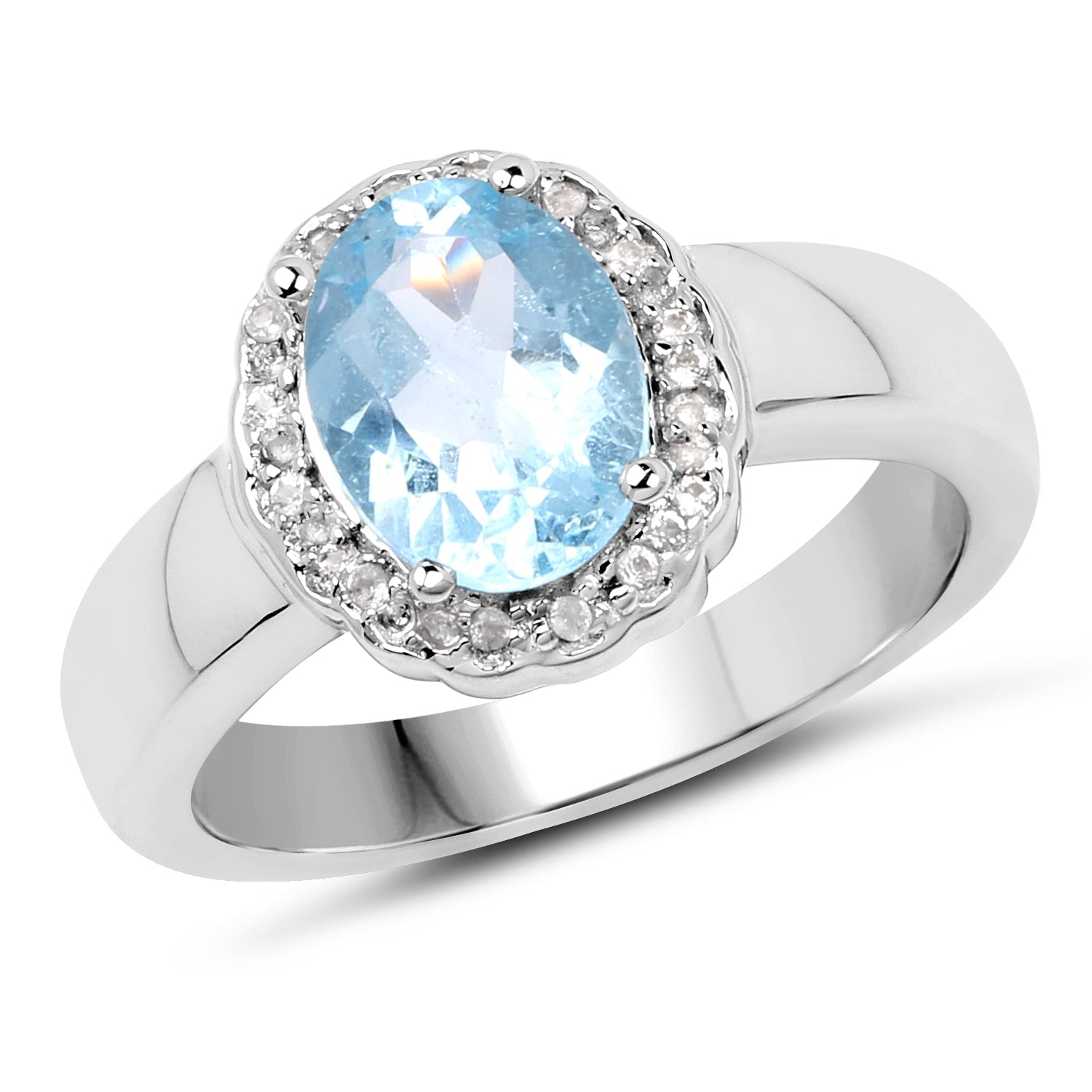 2.58 Carat Genuine Blue Topaz and White Topaz .925 Sterling Silver Ring by Bids.com