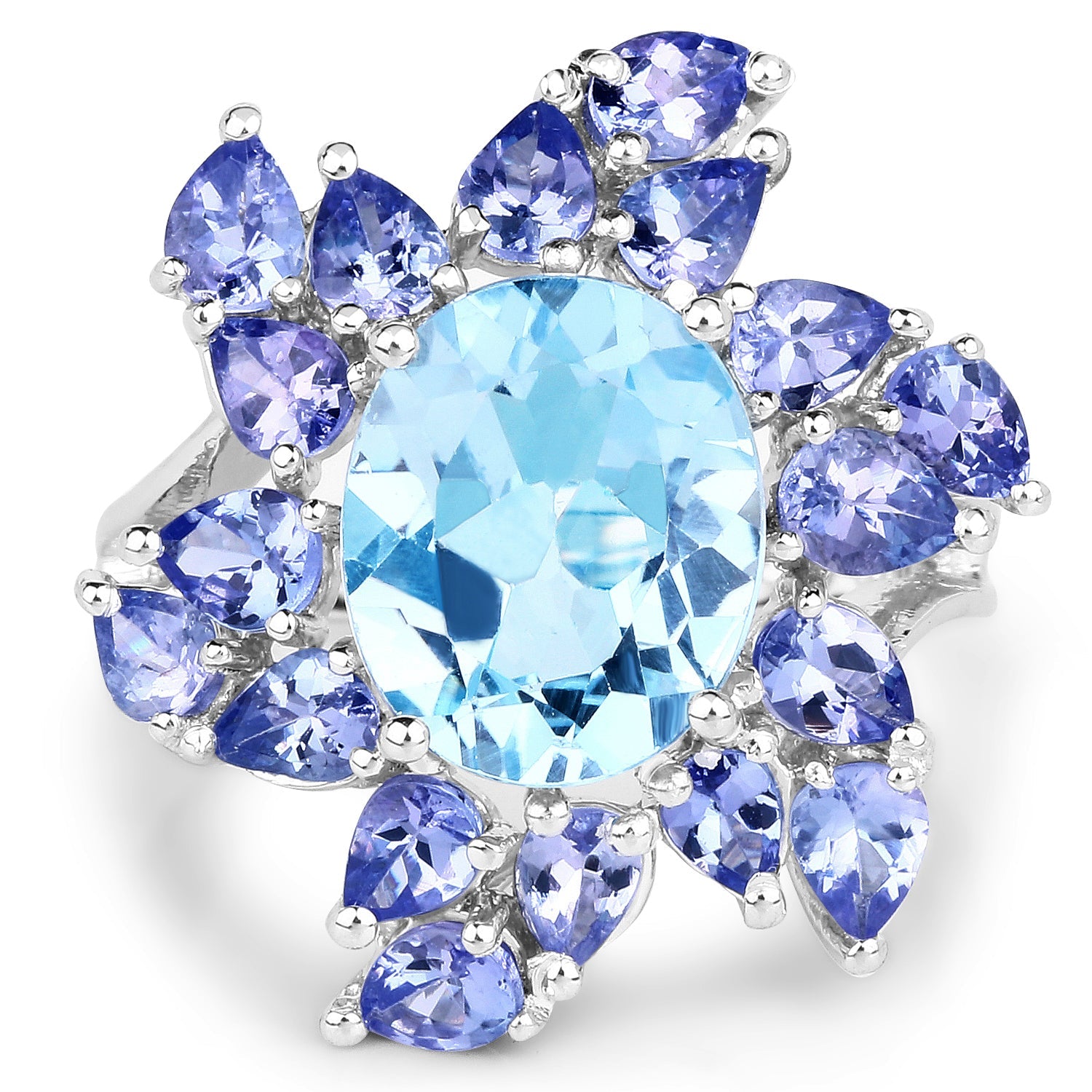 6.52 Carat Genuine Blue Topaz & Tanzanite .925 Sterling Silver Ring by Bids.com