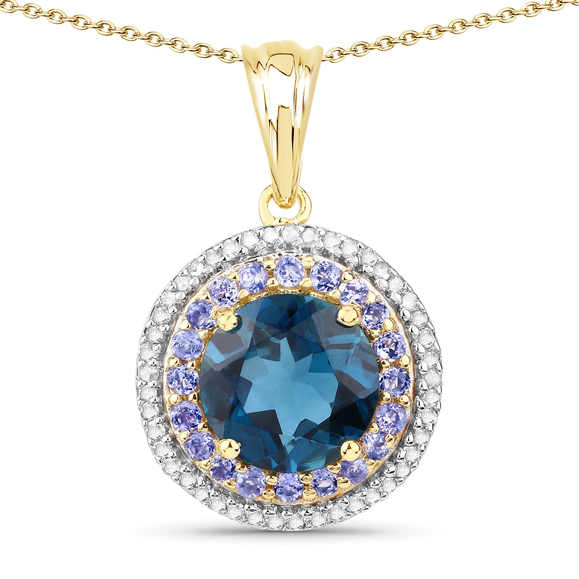 "5.10 Carat Genuine London Blue Topaz, Tanzanite and White Topaz .925 Sterling Silver Pendant by Bids.com