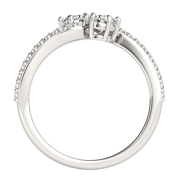 Curved Band Two Stone Diamond Ring in 14k White Gold (3/4 cttw) by Bids.com