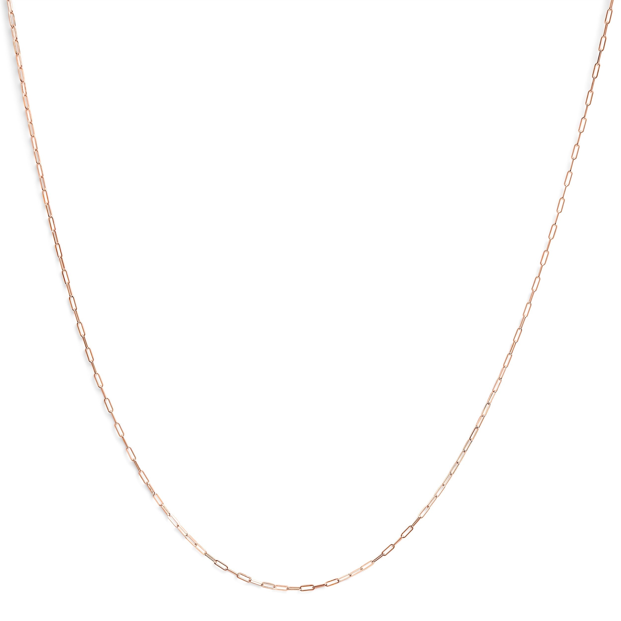 Unisex Solid 14K Yellow Gold 1.5mm Paperclip Chain Necklace - 18 Inches DestGlow