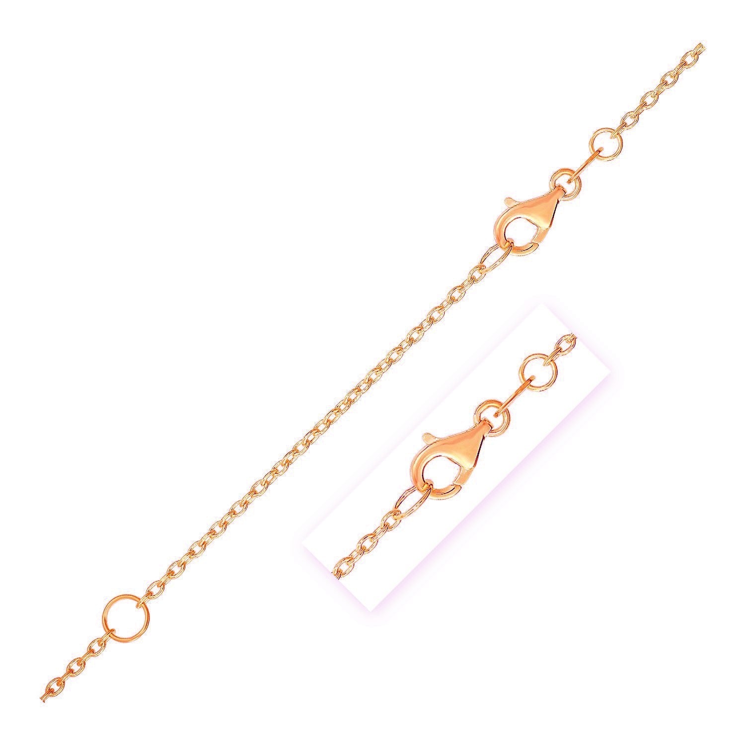 Extendable Cable Chain in 14k Rose Gold (1.50 mm) DestGlow