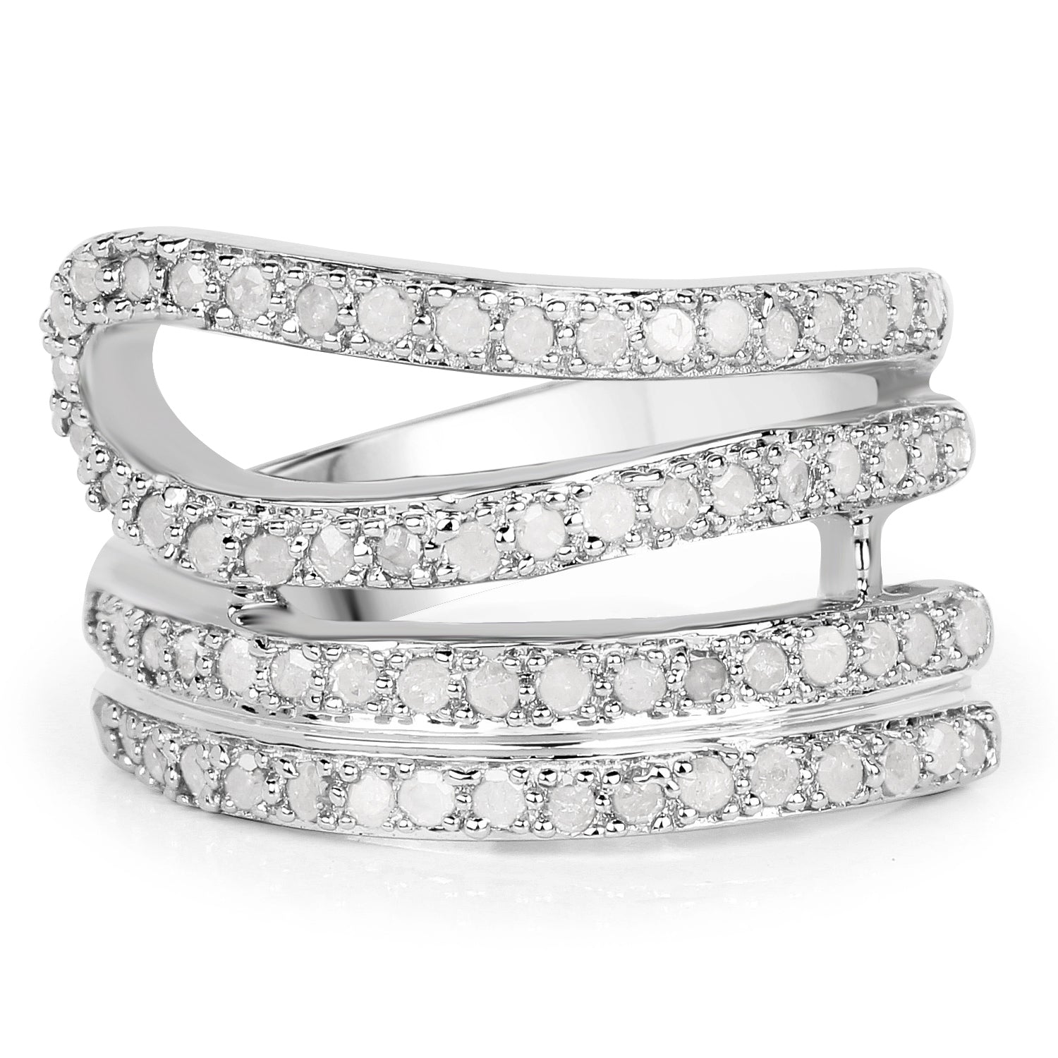 0.83 Carat Genuine White Diamond .925 Sterling Silver Ring by Bids.com