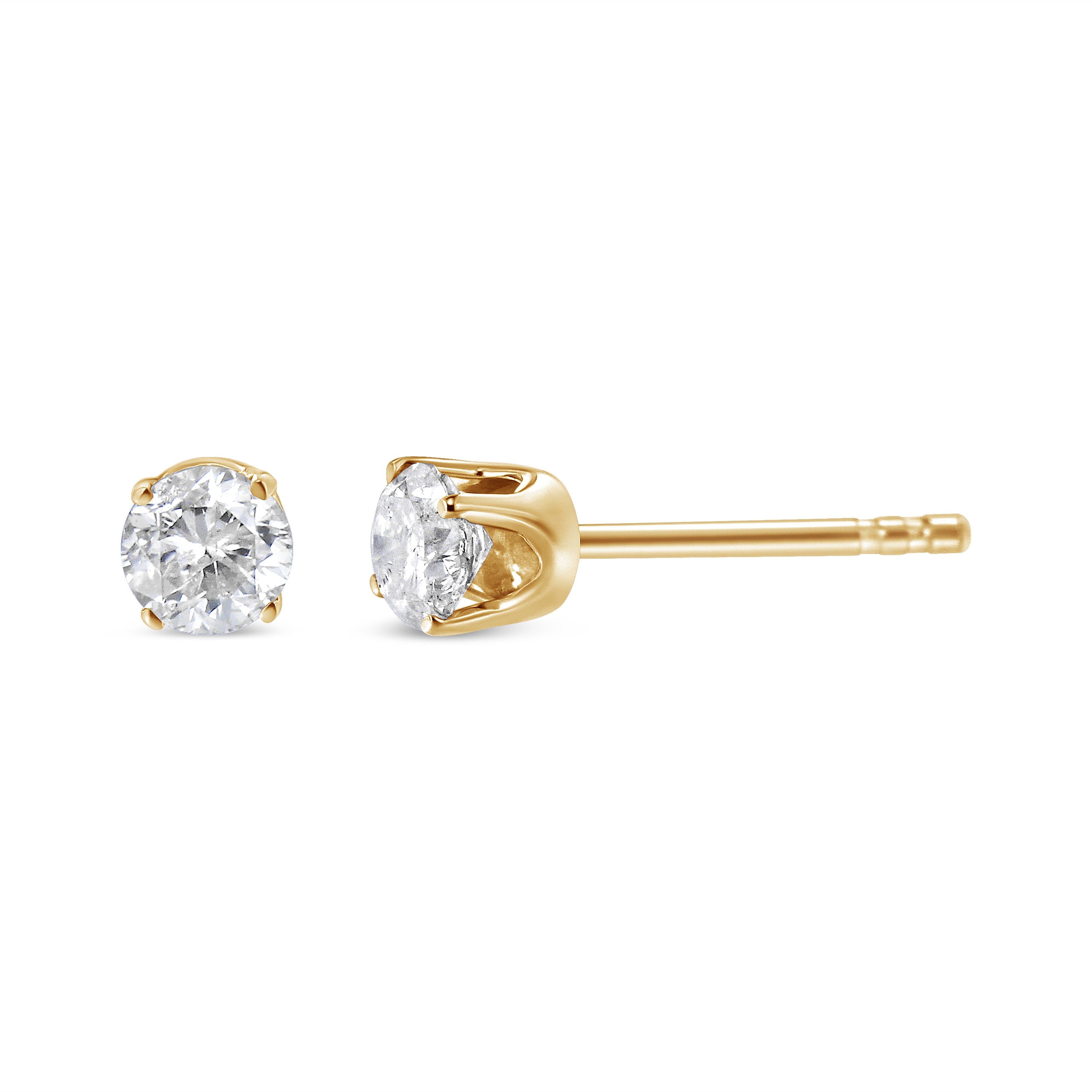 14K Yellow Gold 1/2 Cttw Round-Cut Diamond Solitaire Stud Earrings (O-P Color, SI2-I1 Clarity) DestGlow