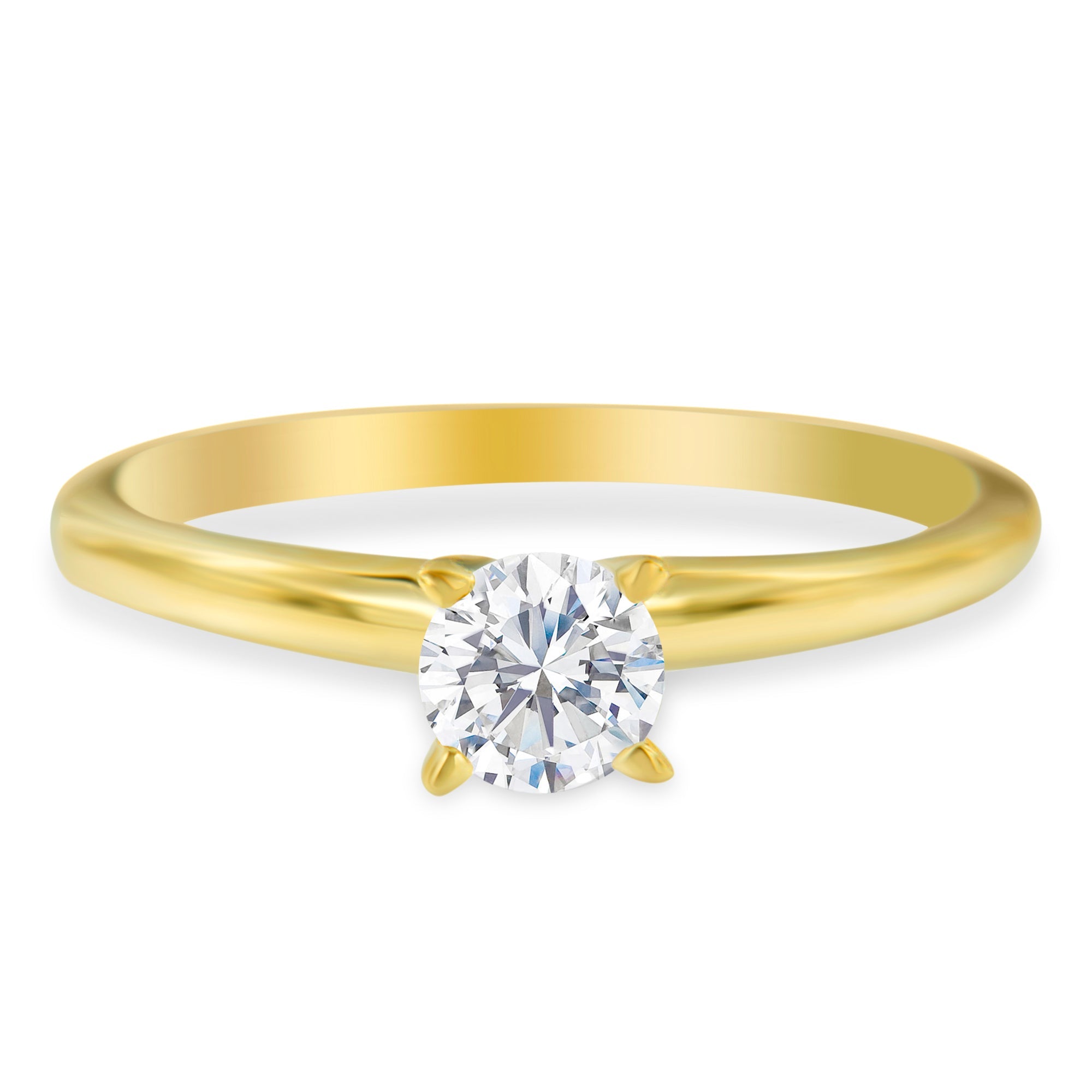 GIA Certified 14K Yellow Gold 1/2 Cttw Diamond Solitaire Engagement Ring (H Color, SI1 Clarity) - Size 6 by Bids.com