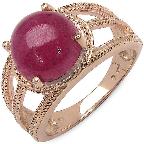14K Rose Gold Plated 6.55 Carat Genuine Glass Filled Ruby .925 Sterling Silver Ring by Bids.com