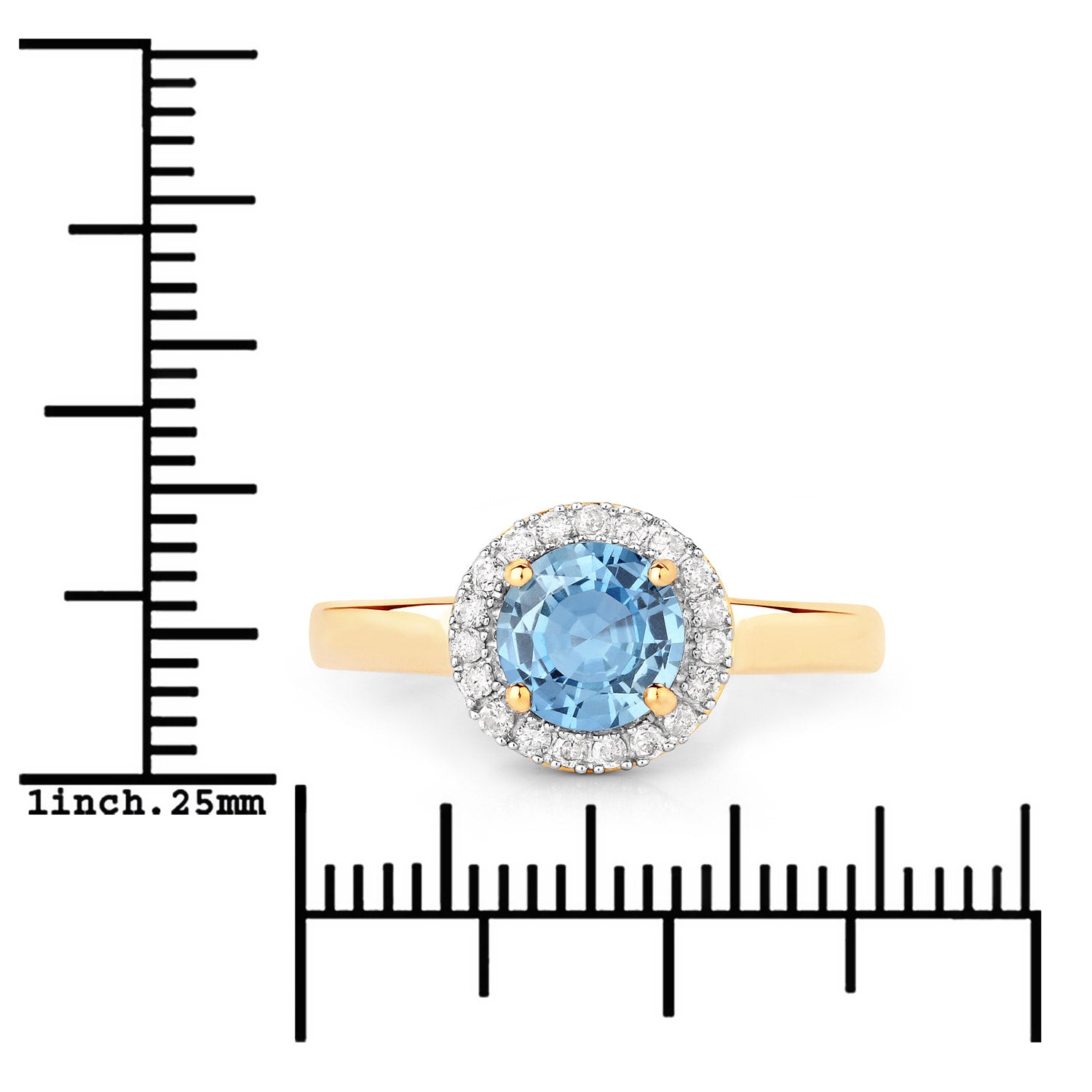 1.03 Carat Genuine Blue Sapphire and White Diamond 14K Yellow Gold Ring by Bids.com