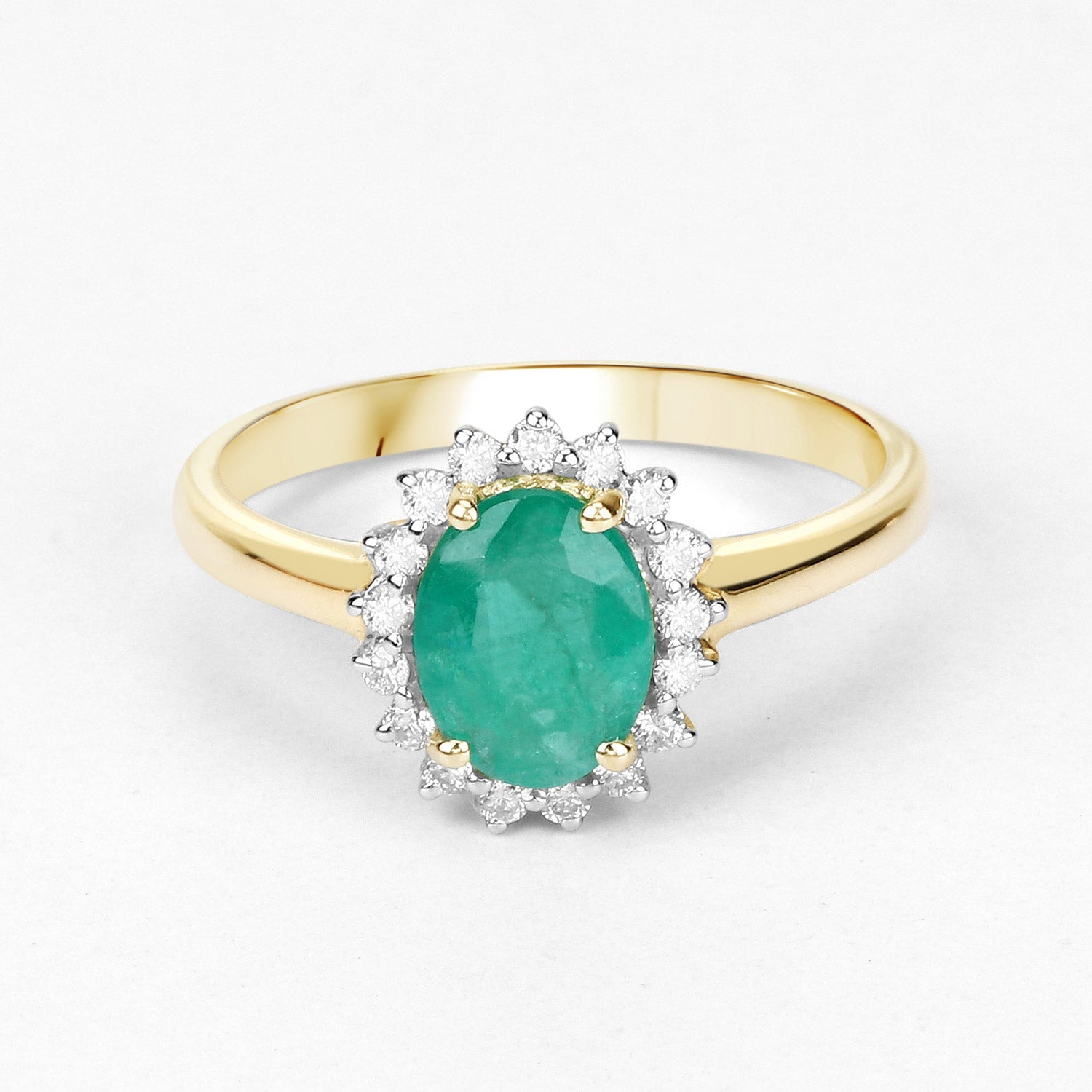 1.39 Carat Genuine Zambian Emerald and White Diamond 10K Yellow Gold Ring by Bids.com