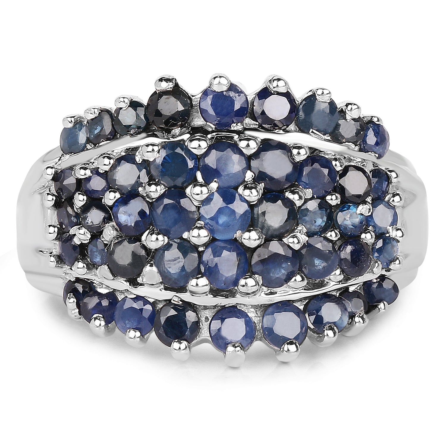2.70 Carat Genuine Blue Sapphire .925 Sterling Silver Ring by Bids.com