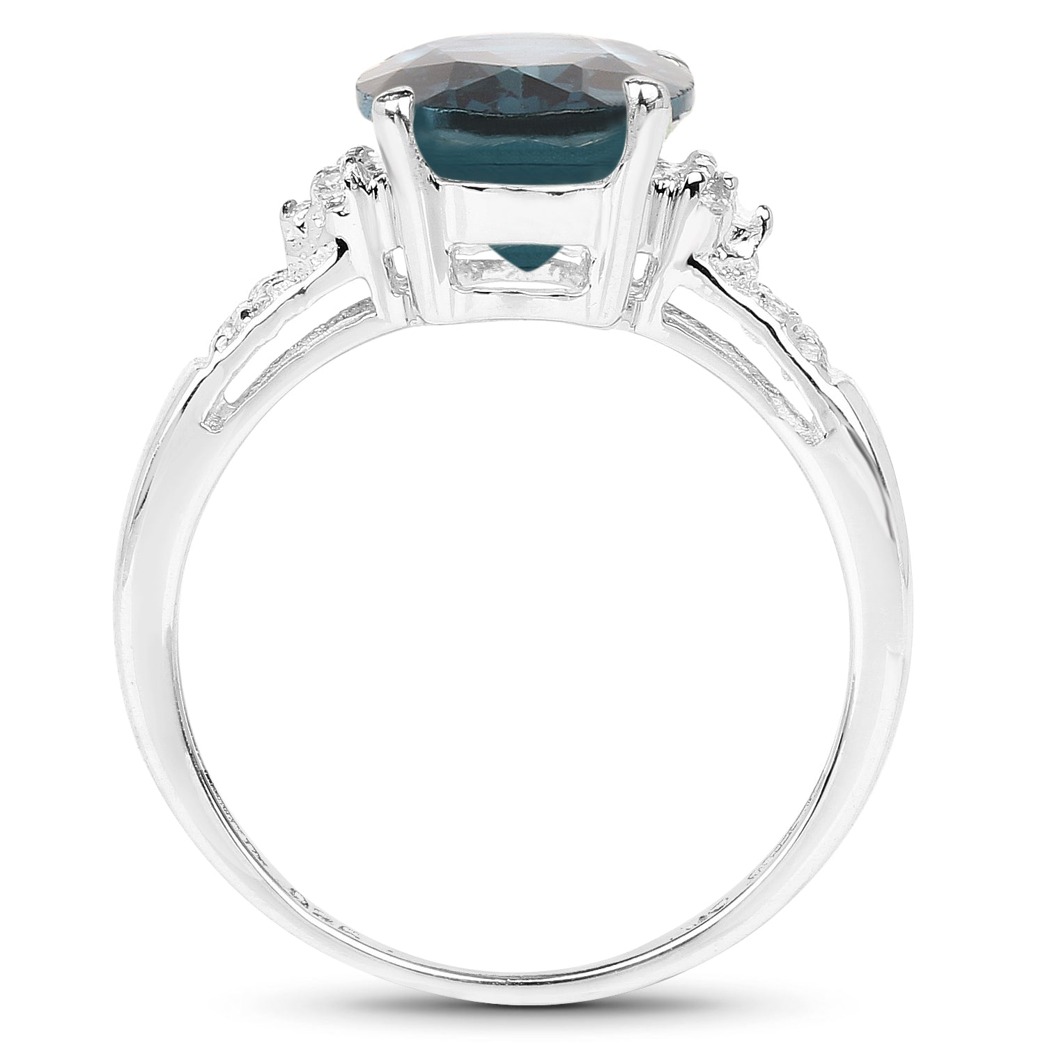 2.64 Carat Genuine London Blue Topaz and White Topaz .925 Sterling Silver Ring by Bids.com