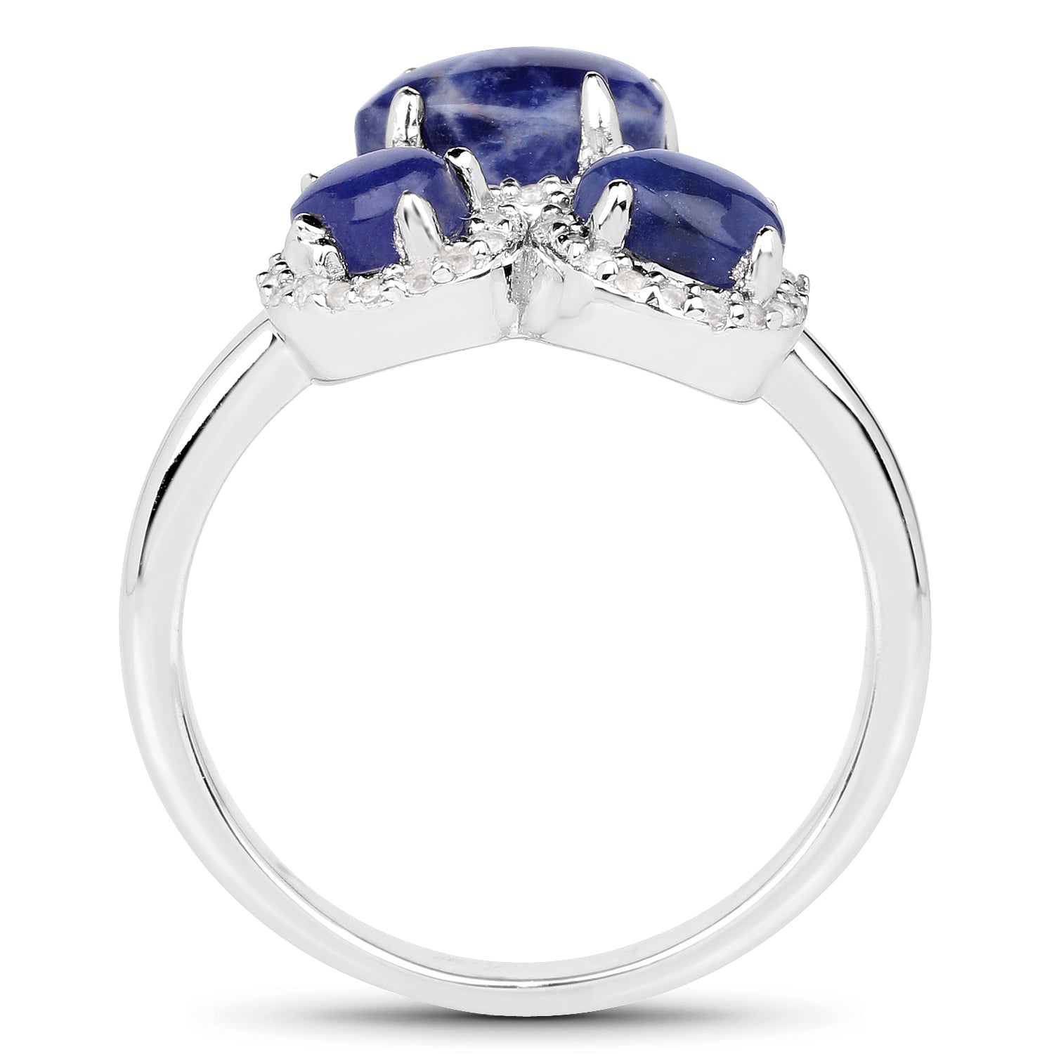 2.28 Carat Genuine Blue Aventurine And White Topaz .925 Sterling Silver Ring by Bids.com