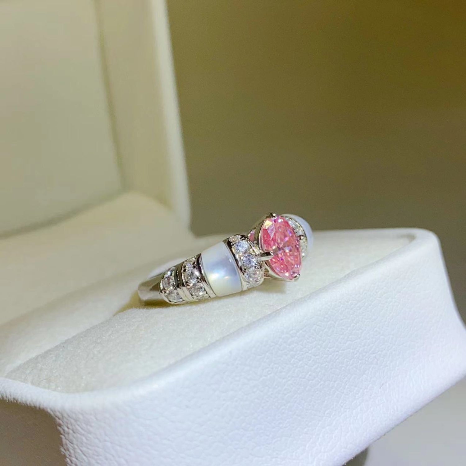 1 Carat Pink Oval-Cut Sparkala™ Pure Sterling Silver Ring by Sparkala