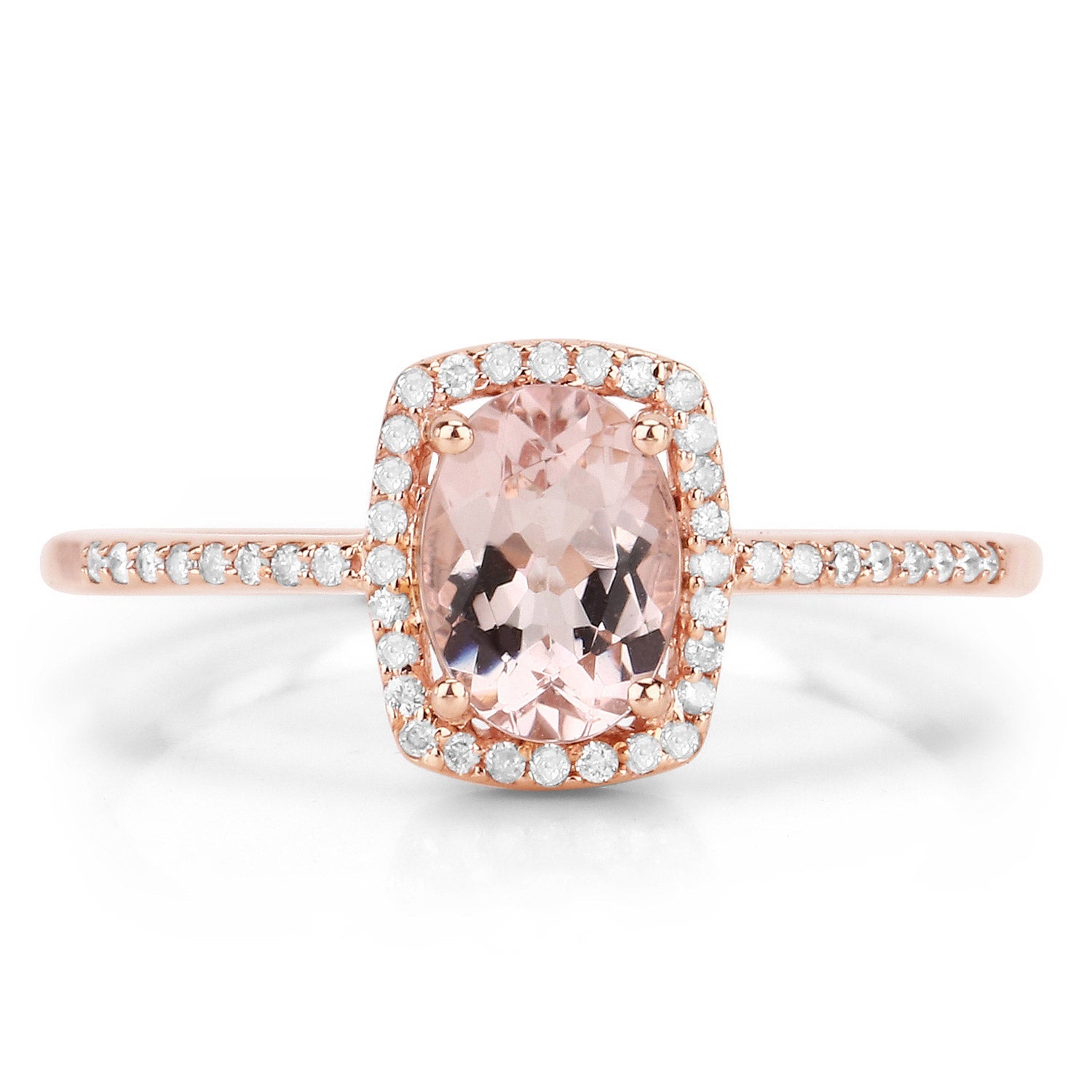 0.82 Carat Genuine Morganite and White Diamond 14K Rose Gold Ring by Bids.com