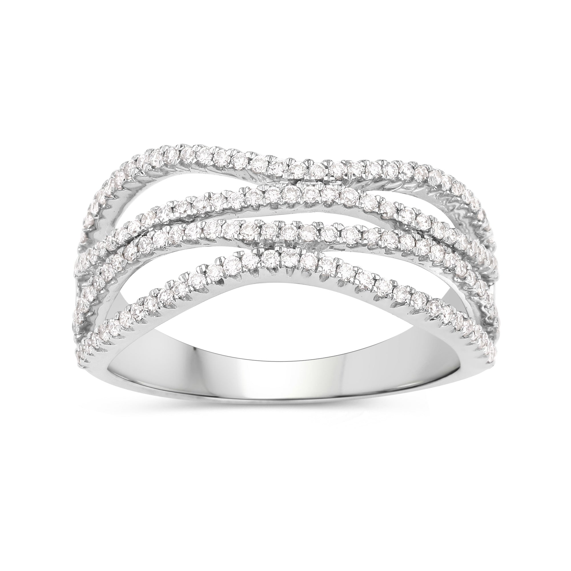 0.46 Carat Genuine White Diamond 14K White Gold Ring (F-G Color, SI Clarity) by Bids.com