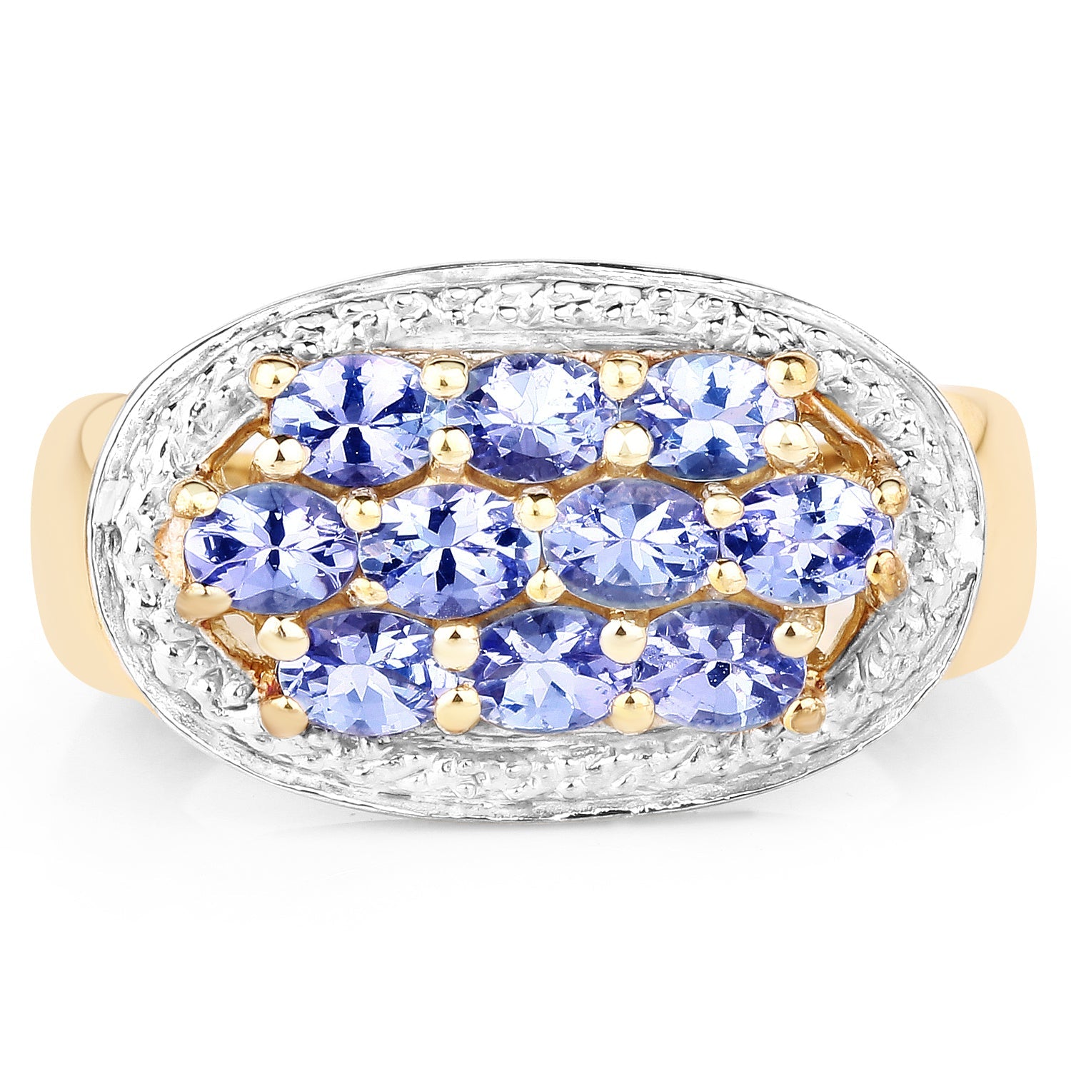 14K Yellow Gold Plated 1.70 Carat Genuine Tanzanite .925 Sterling Silver Ring by Bids.com