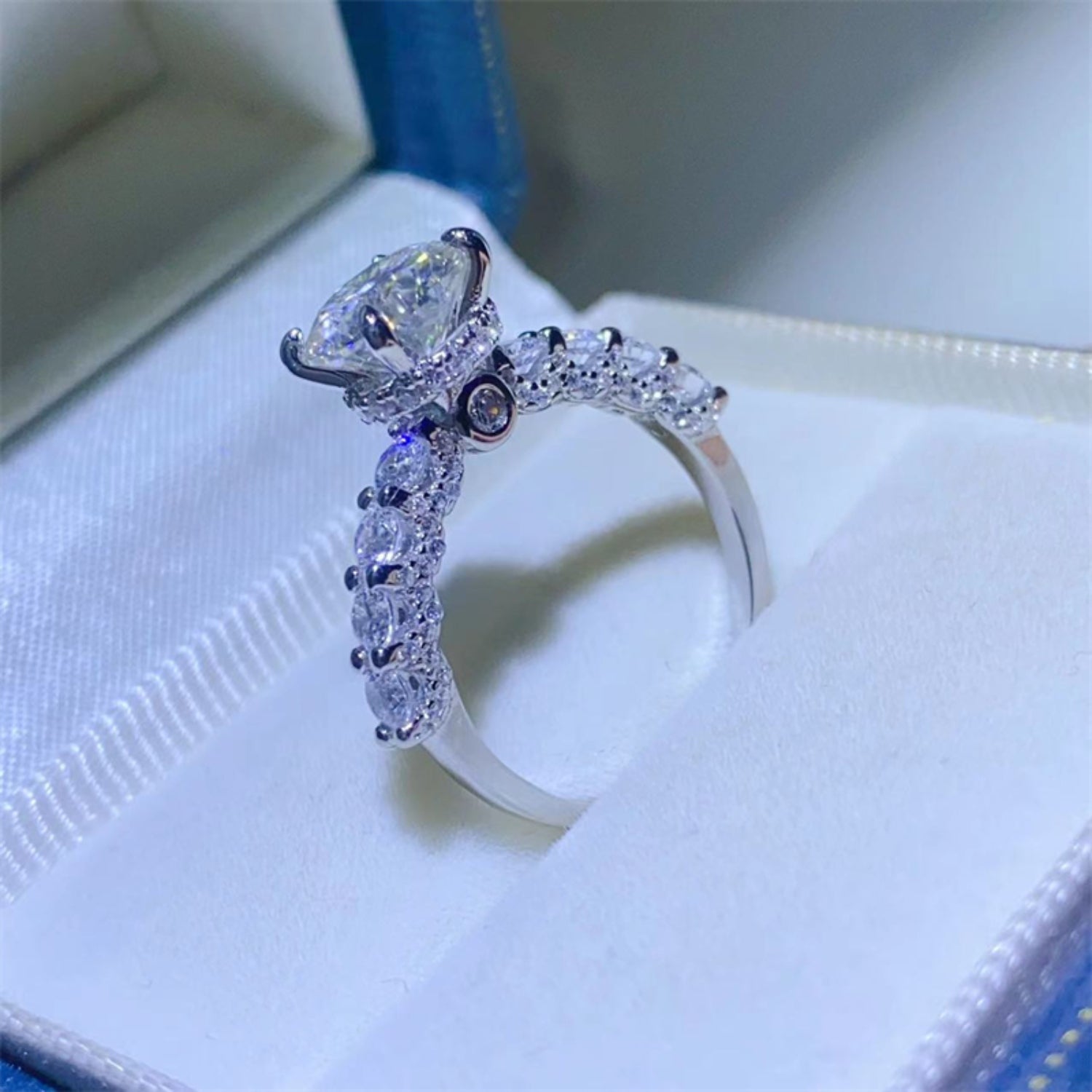 2 Carat Brilliant Round Cut Sparkala™ Half Eternity Platinum Over Pure Sterling Silver Ring by Sparkala