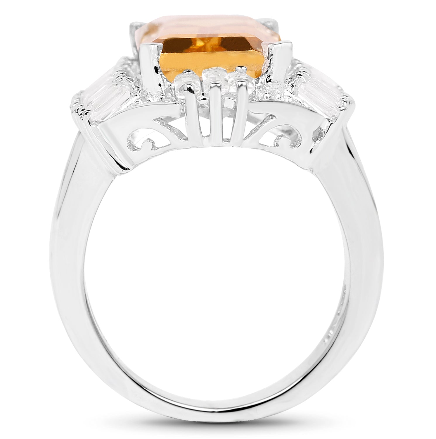 9.13 Carat Genuine Citrine & White Topaz .925 Sterling Silver Ring by Bids.com
