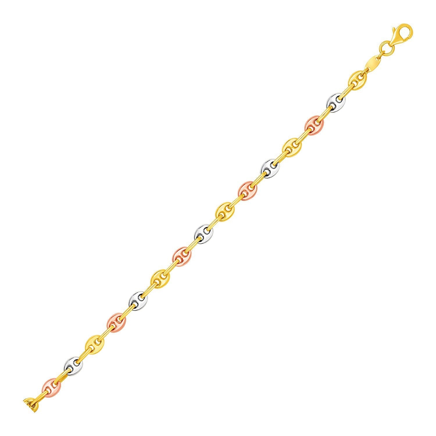14k Tri Color Gold Mariner Link Bracelet by Bids.com