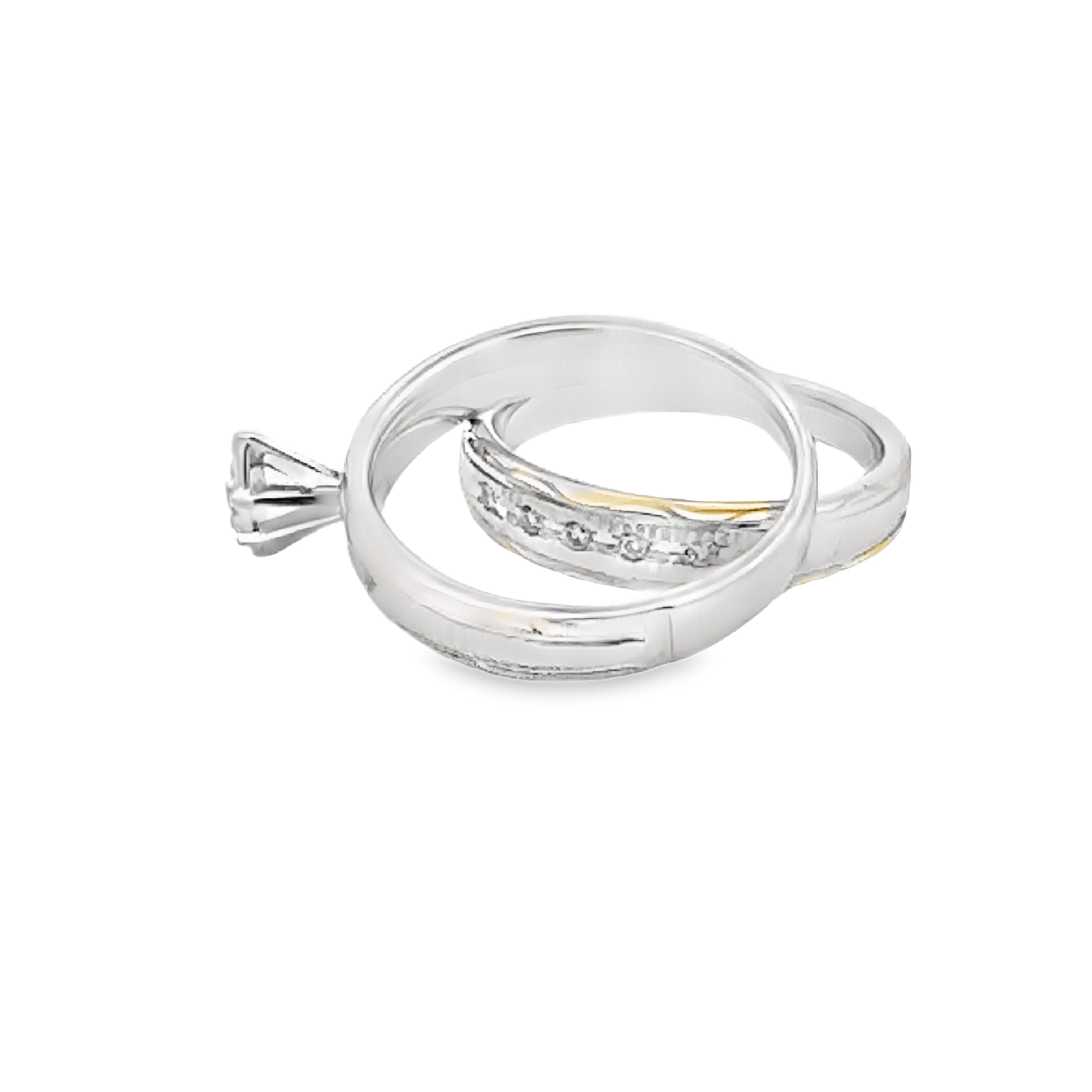Diamond Engagement Ring Set Sterling Silver 14KT Gold by Bids.com