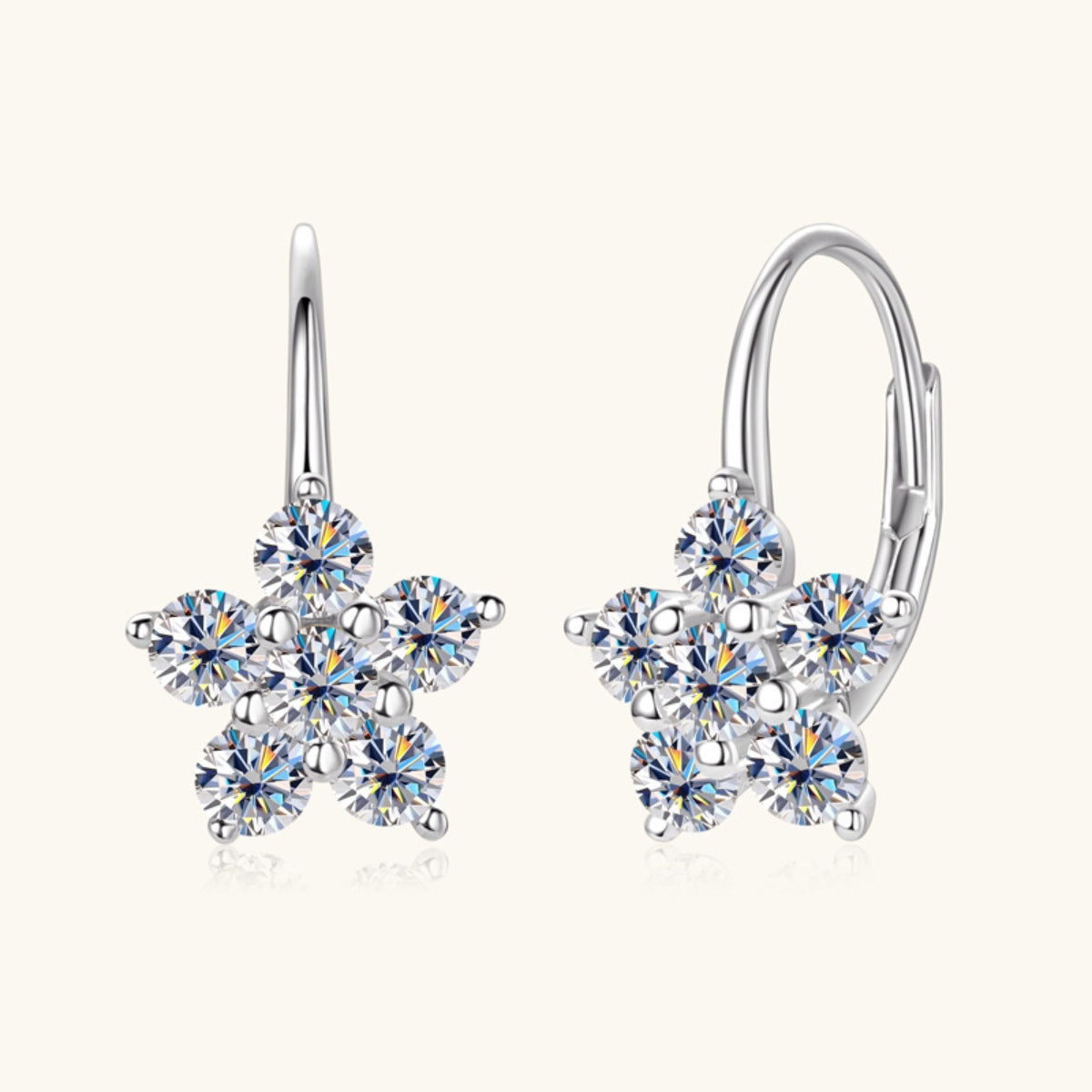 1.2 Carat Pure Sterling Silver Sparkala™ Flower Huggie Earrings - DestGlow