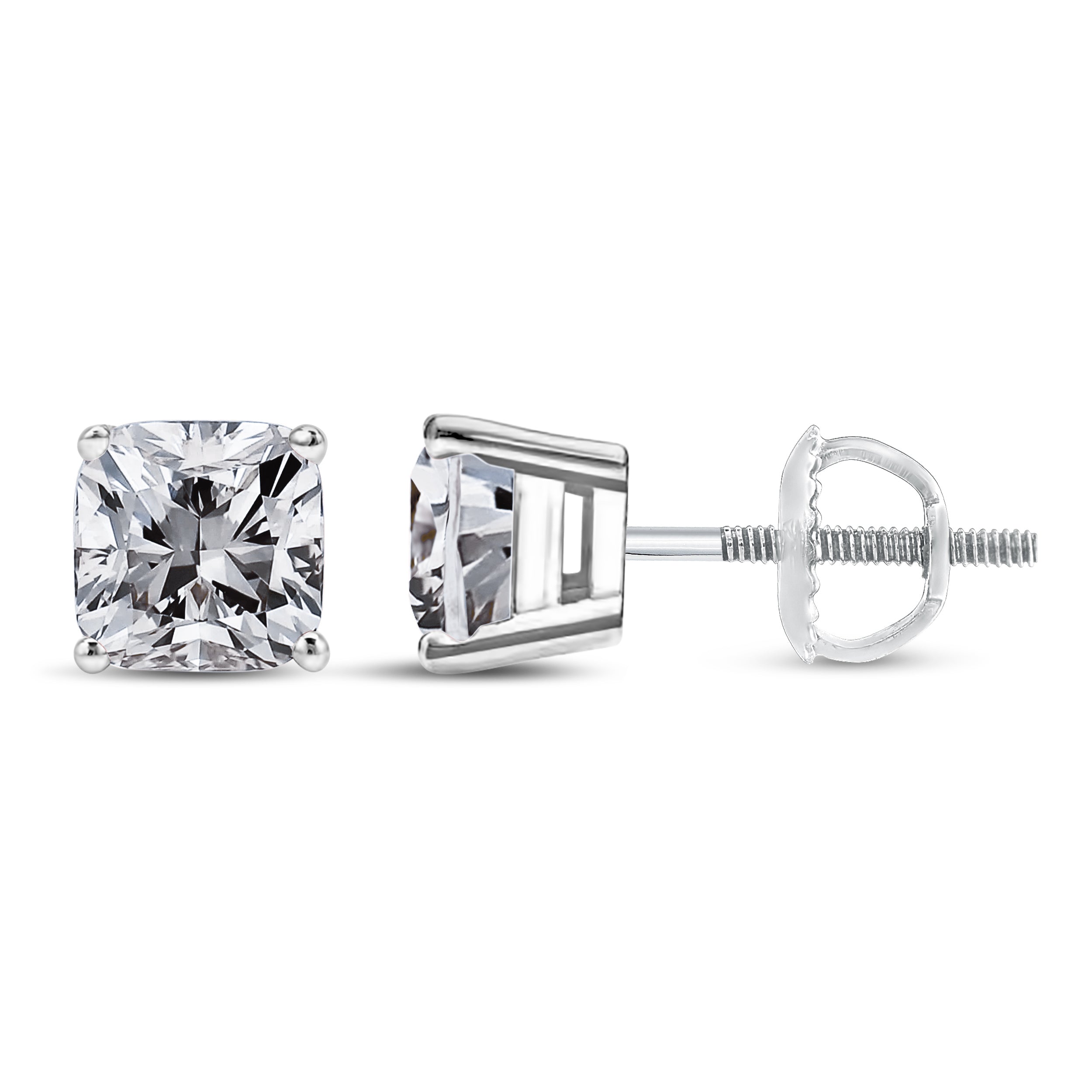 14K White Gold 1 1/2 Cttw Clarity Enhanced Princess Cut Diamond Solitaire Stud Earrings (I-J Color, I1-I2 Clarity) by Bids.com