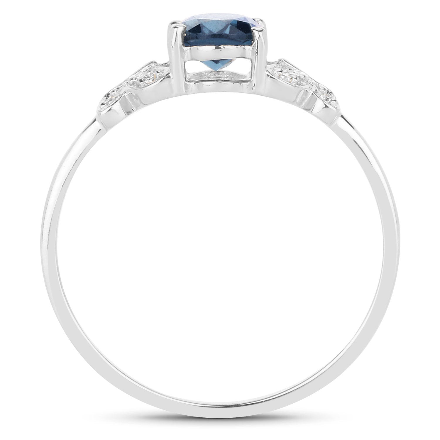 0.93 Carat Genuine London Blue Topaz and White Diamond 14K White Gold Ring by Bids.com