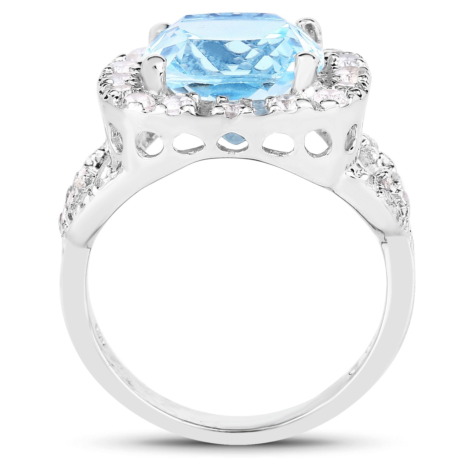 5.17 Carat Genuine Blue Topaz and White Topaz .925 Sterling Silver Ring by Bids.com