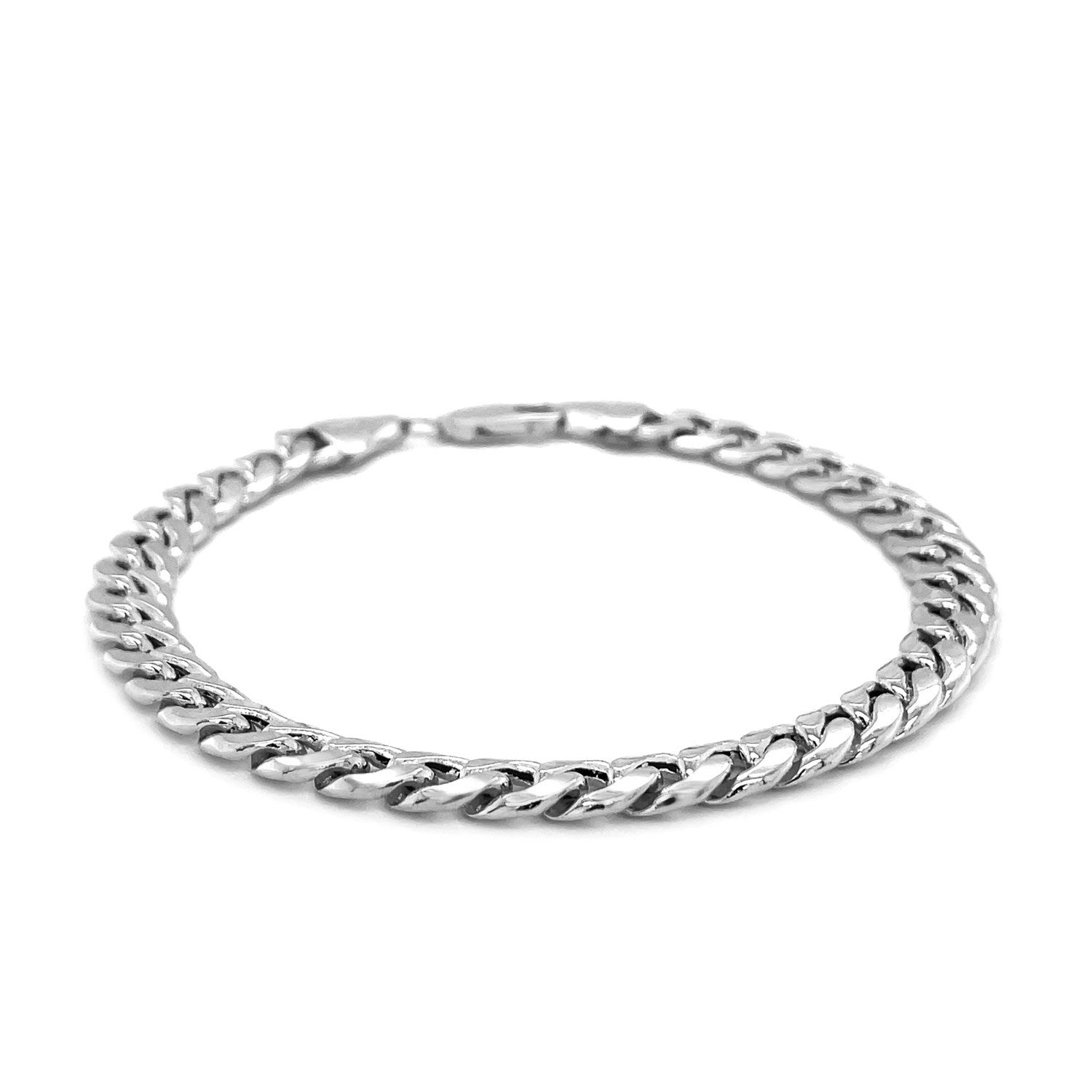 6.7mm 14k White Gold Miami Cuban Semi Solid Bracelet by Bids.com