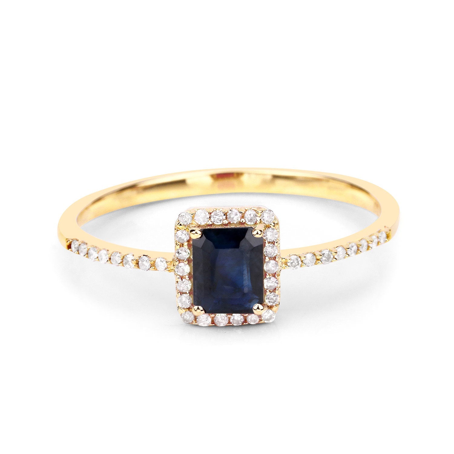 0.60 Carat Genuine Blue Sapphire and White Diamond 14K Yellow Gold Ring by Bids.com