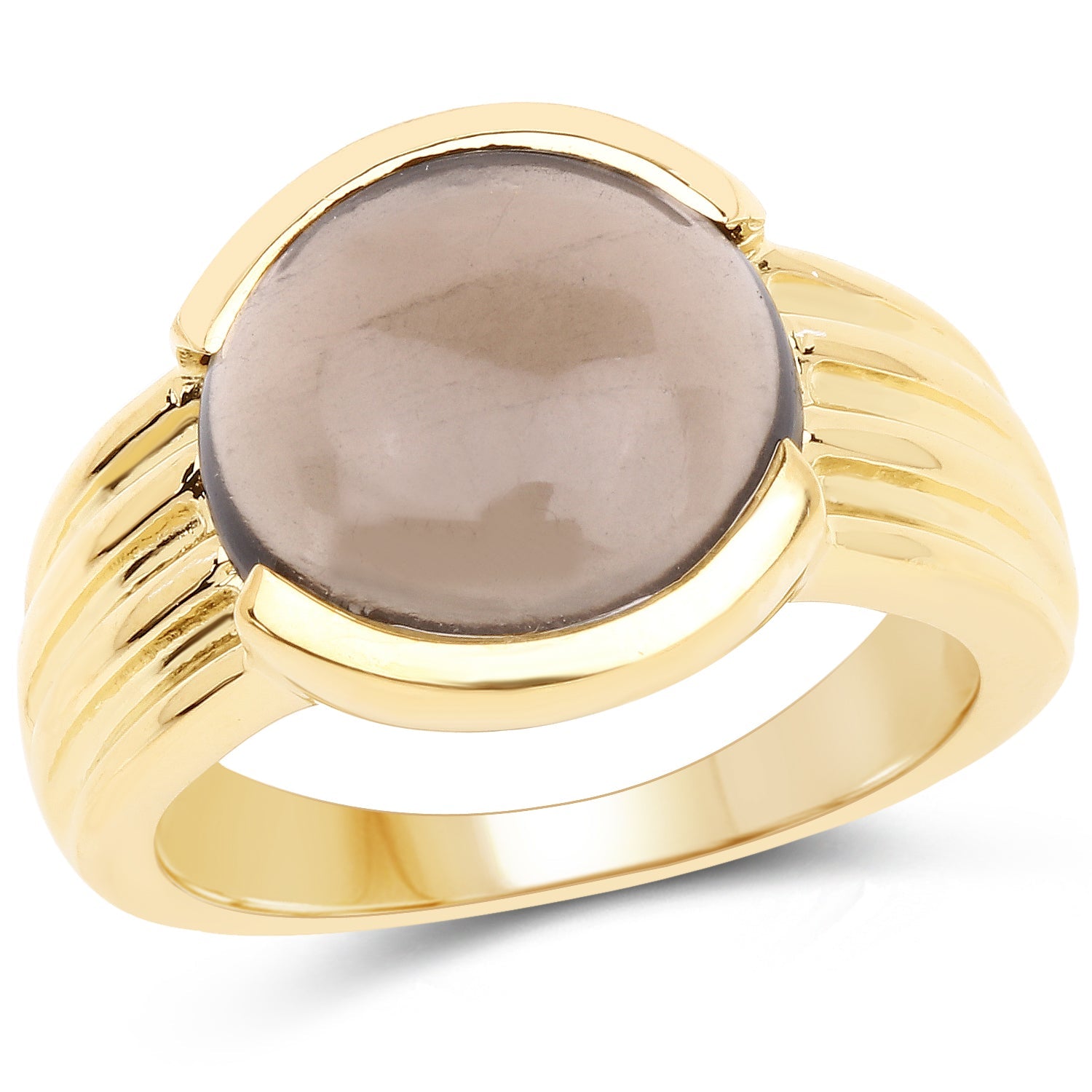 14K Yellow Gold Plated 4.89 Carat Genuine Smoky Quartz .925 Sterling Silver Ring by Bids.com